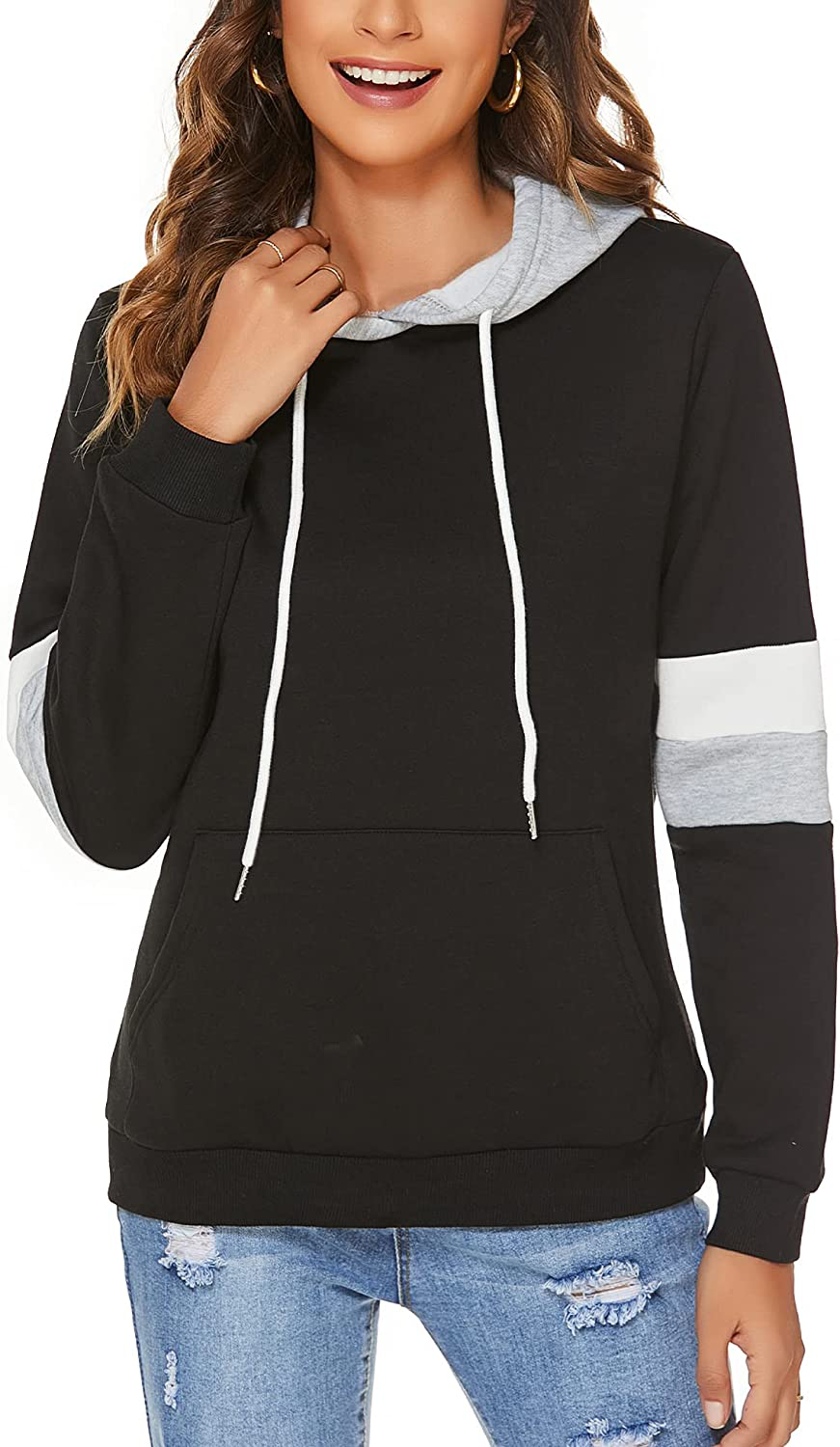 FINWANLO Hoodies for Women Casual Long Sleeve Tops Fleece Pullover Hooded Sweatshirts Jacket with Pockets Apparel & Accessories > Clothing > Activewear Kylie Max