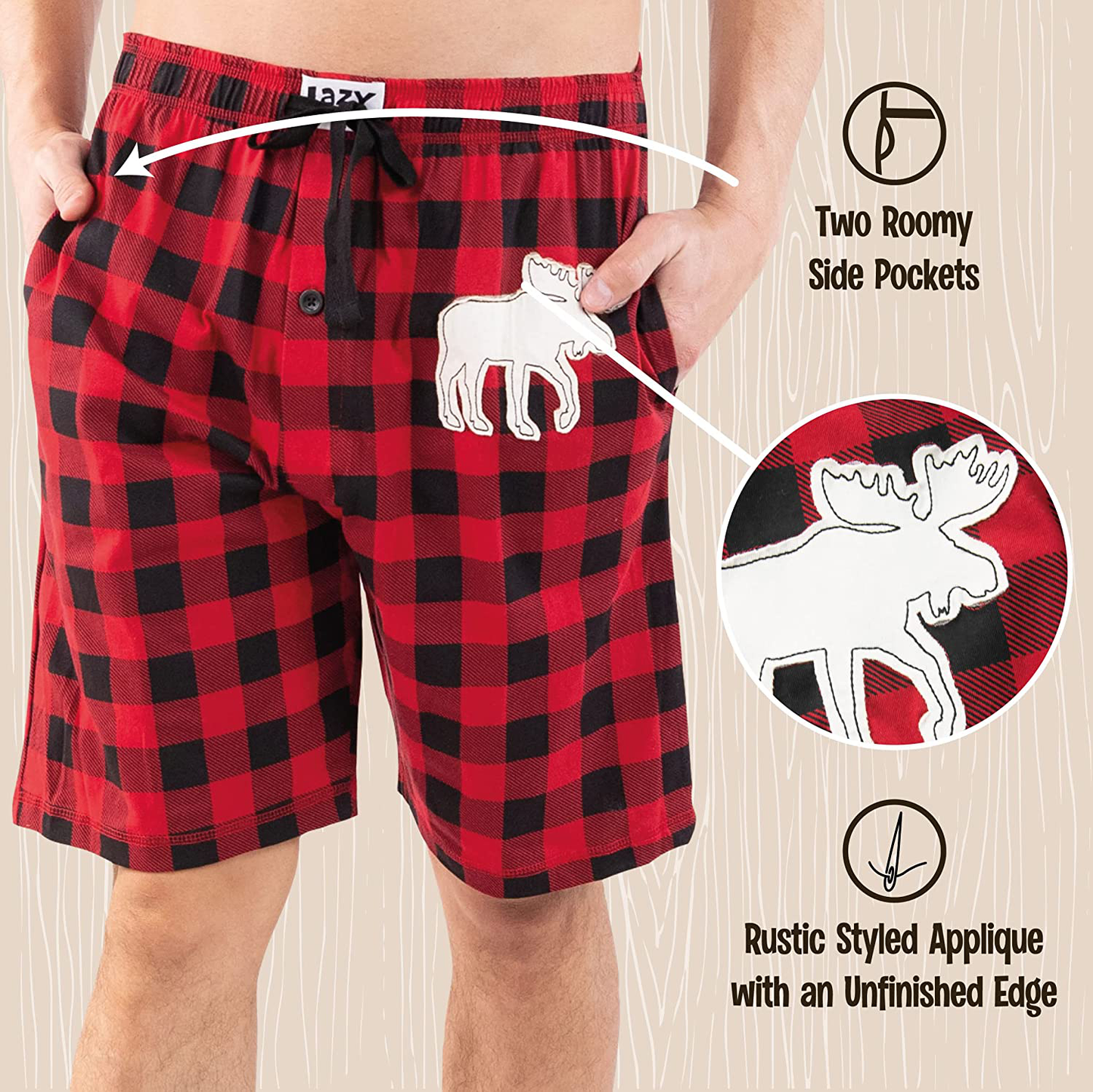Lazy One Pajama Shorts for Men, Men'S Separate Bottoms, Cotton Loungewear Apparel & Accessories > Clothing > Sleepwear & Loungewear > Pajamas Kylie Max