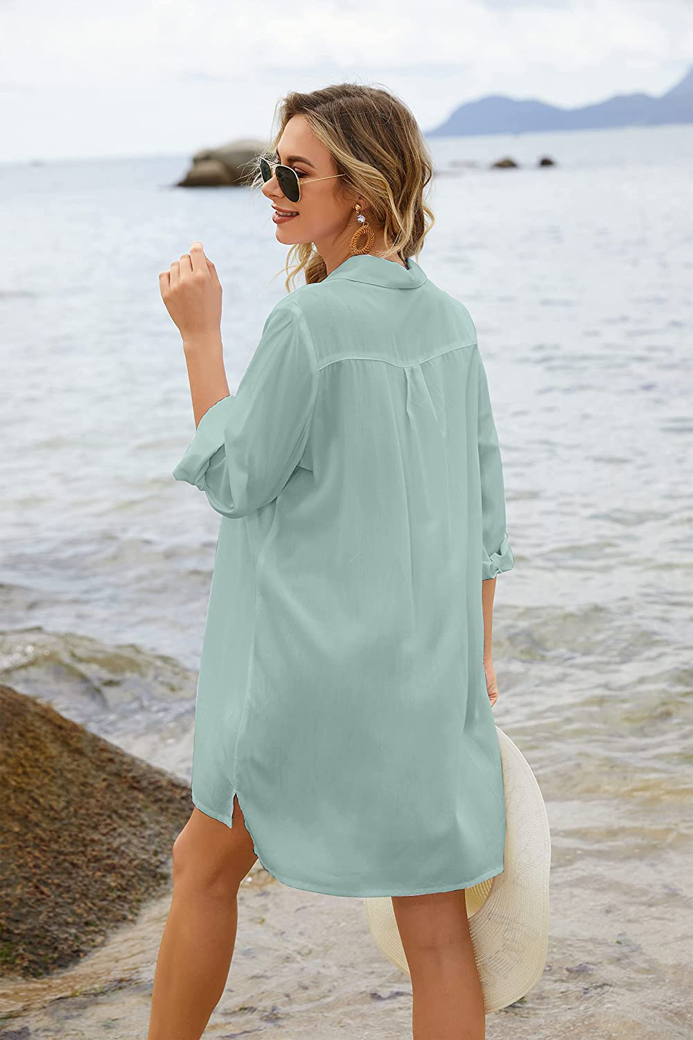 Ekouaer Women'S Beach Bikini Cover-Up Long Roll-Up Sleeve Summer Covers Apparel & Accessories > Clothing > Swimwear Kylie Max