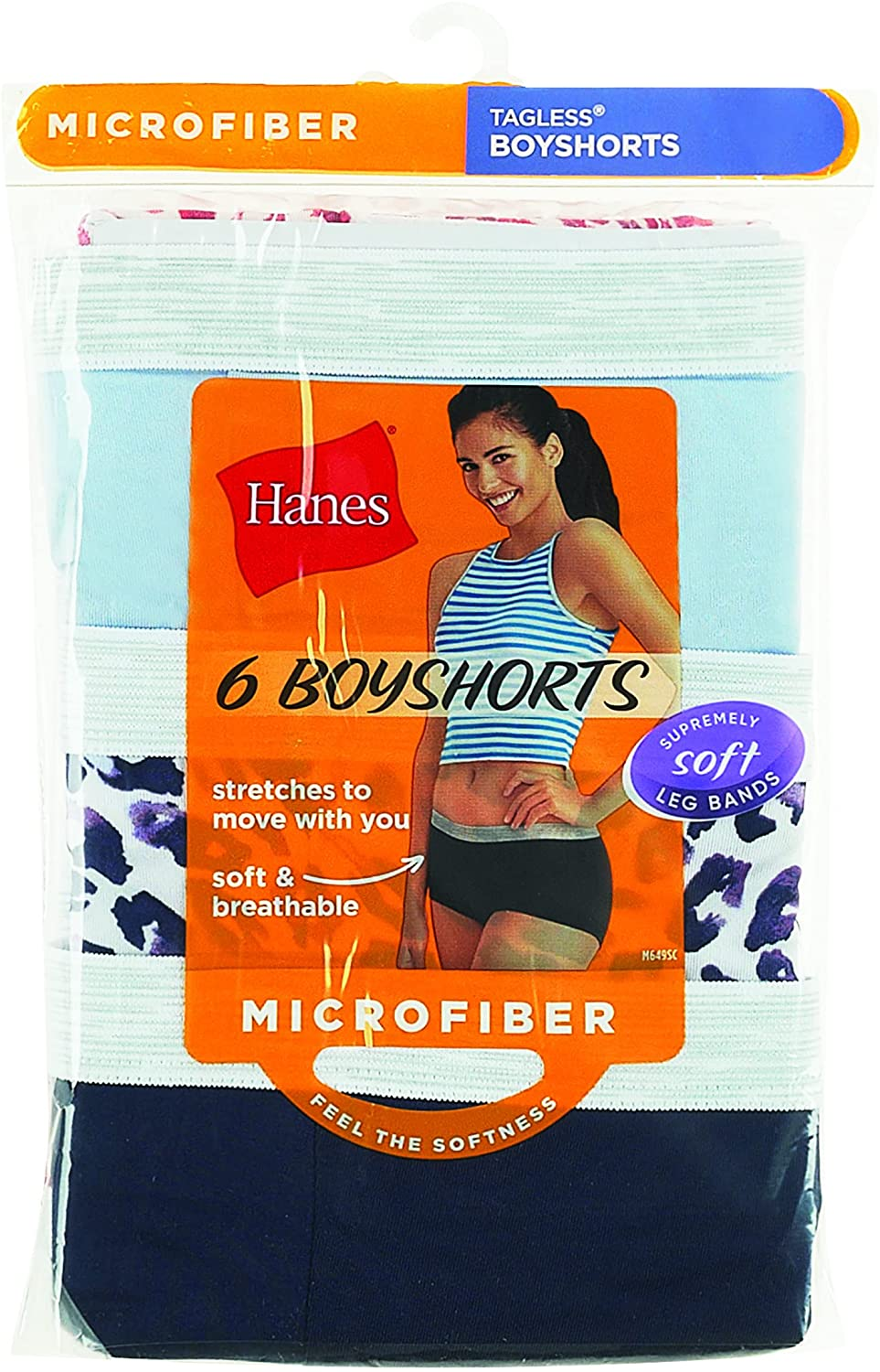 Hanes Women'S Cool Comfort Sporty Microfiber Boyshort Underwear, 6 Pack Apparel & Accessories > Clothing > Underwear & Socks > Underwear Hanes