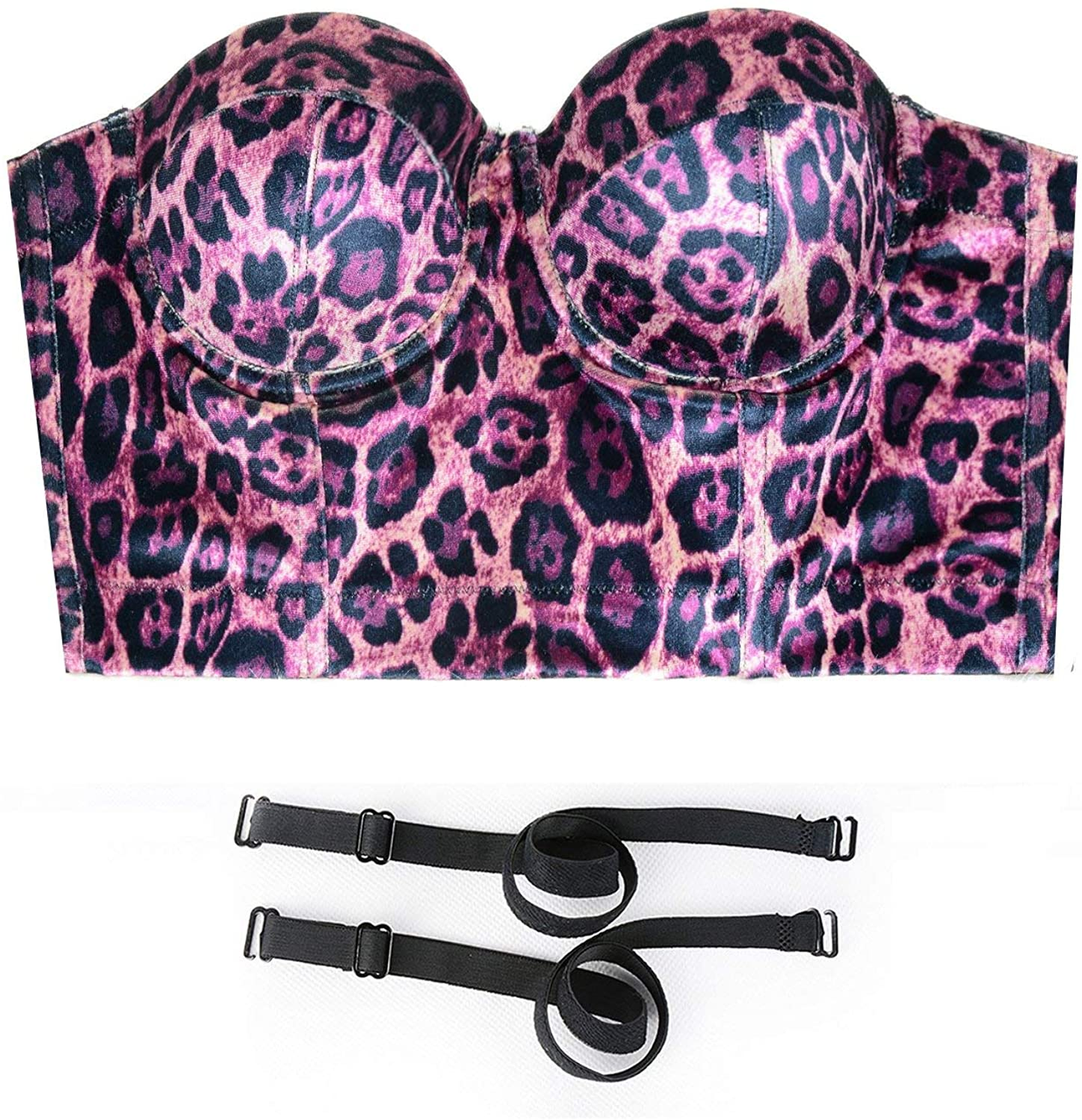 ELLACCI Leopard Pattern Bustier Crop Top Sexy Women'S Corset Top Bra Brown Apparel & Accessories > Clothing > Underwear & Socks > Lingerie ELLACCI