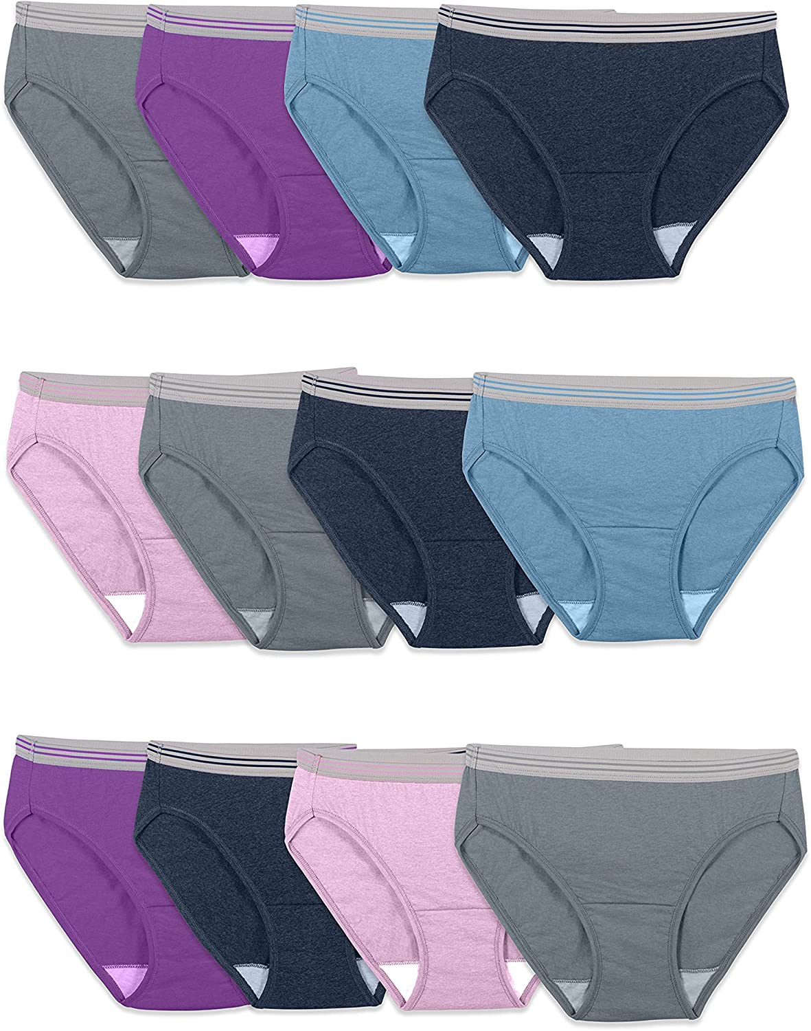 Fruit of the Loom Women'S Tag Free Cotton Bikini Panties Apparel & Accessories > Clothing > Underwear & Socks > Underwear Fruit of the Loom 12 Pack - Assorted Heathers 5