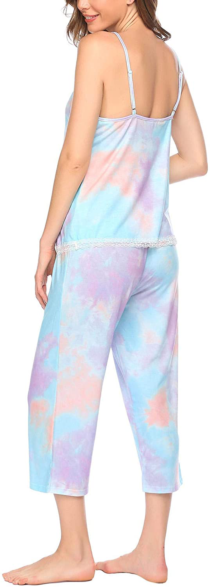 Ekouaer Womens Pajamas Set V-Neck Cami Top and Capris Pants Sleepwear Pjs Set S-XXL Apparel & Accessories > Clothing > Sleepwear & Loungewear Kylie Max