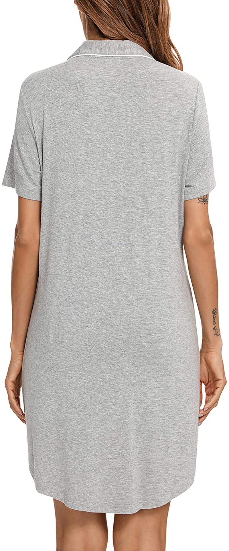 Samring Nightgown for Women Sleep Shirt Short Long Sleeve Sleepwear Boyfriend Nightshirt Button down Pajama Dress S-XXL Apparel & Accessories > Clothing > Sleepwear & Loungewear > Nightgowns Kylie Max