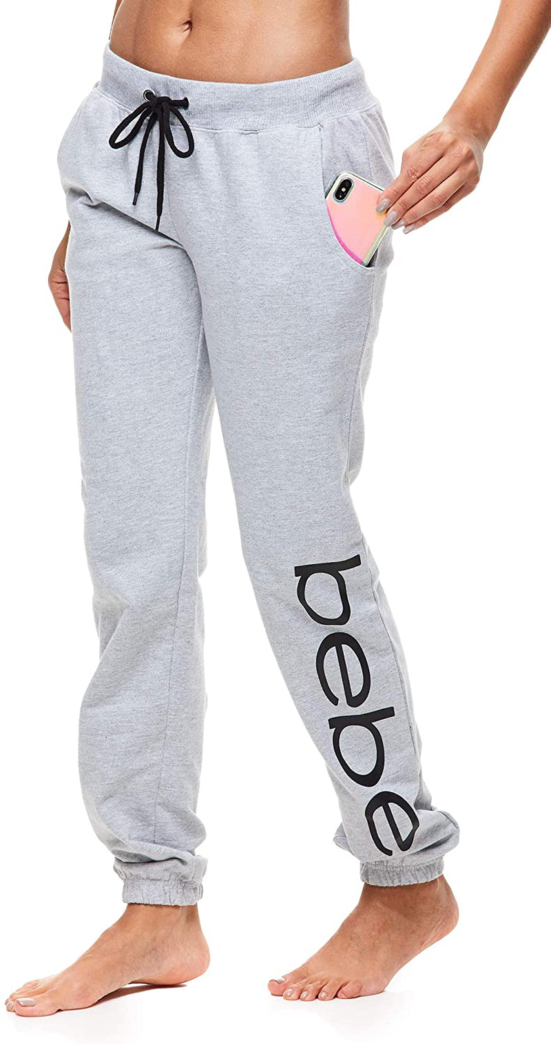 Bebe Womens Sweatpants French Terry Jogger Lounge Sleep Pajamas Apparel & Accessories > Clothing > Activewear Kylie Max