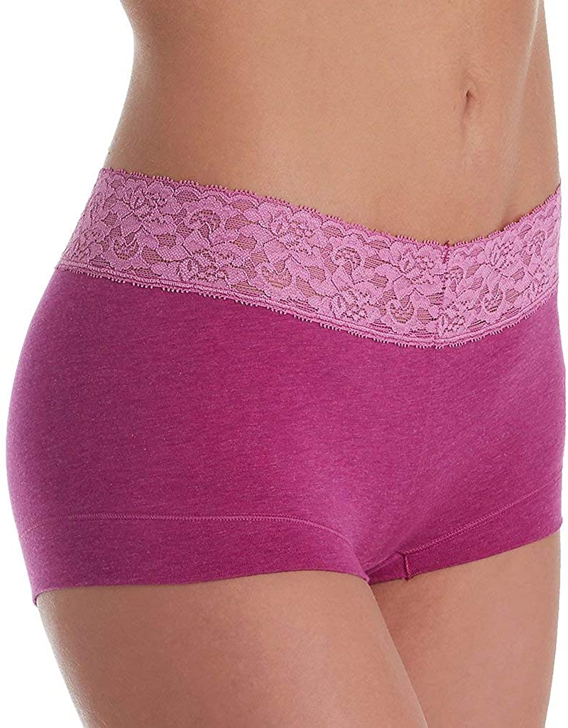 Maidenform Women'S Dream Cotton with Lace Boyshort Apparel & Accessories > Clothing > Underwear & Socks > Underwear Maidenform Razzleberry Heather/Purple Rose 7