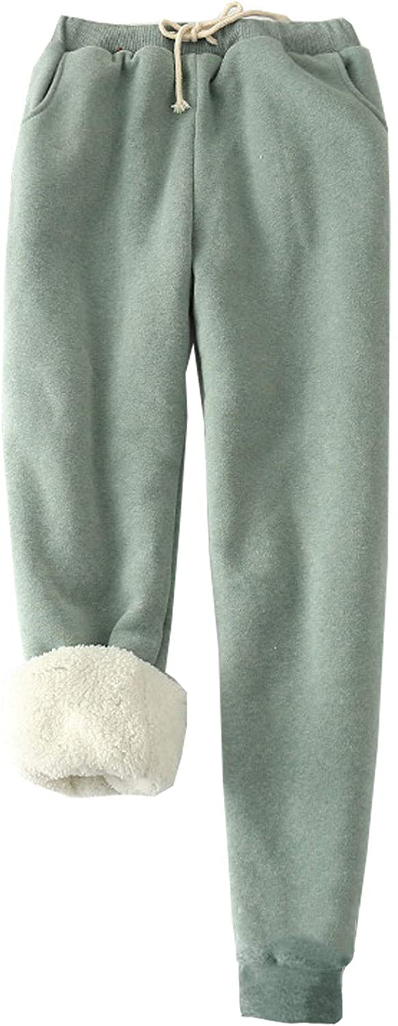 Hesayep Women'S Warm Sherpa Lined Sweatpants Drawstring Athletic Jogger Fleece Pants with Pockets Apparel & Accessories > Clothing > Activewear Kylie Max