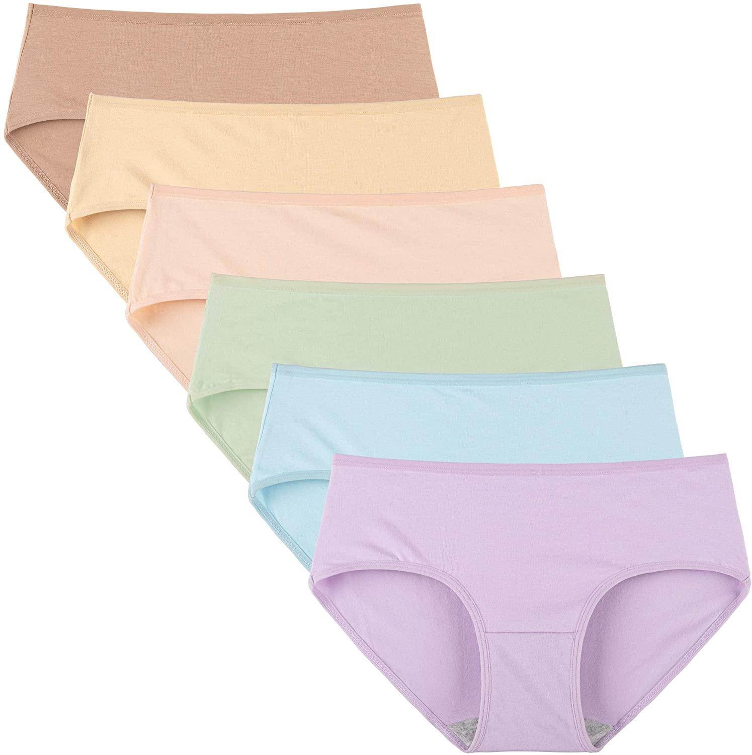 INNERSY Womens Underwear Cotton Hipster Panties Regular & plus Size 6-Pack Apparel & Accessories > Clothing > Underwear & Socks > Underwear INNERSY Bright Basics X-Small