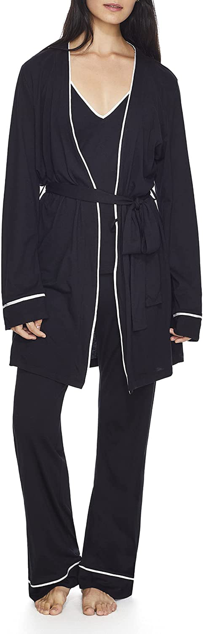 Cosabella Women'S Bella Curvy Racerback Cami Robe & Pant Pajama Set, Deep Ruby/Deep Ruby, Petite Apparel & Accessories > Clothing > Sleepwear & Loungewear Kylie Max
