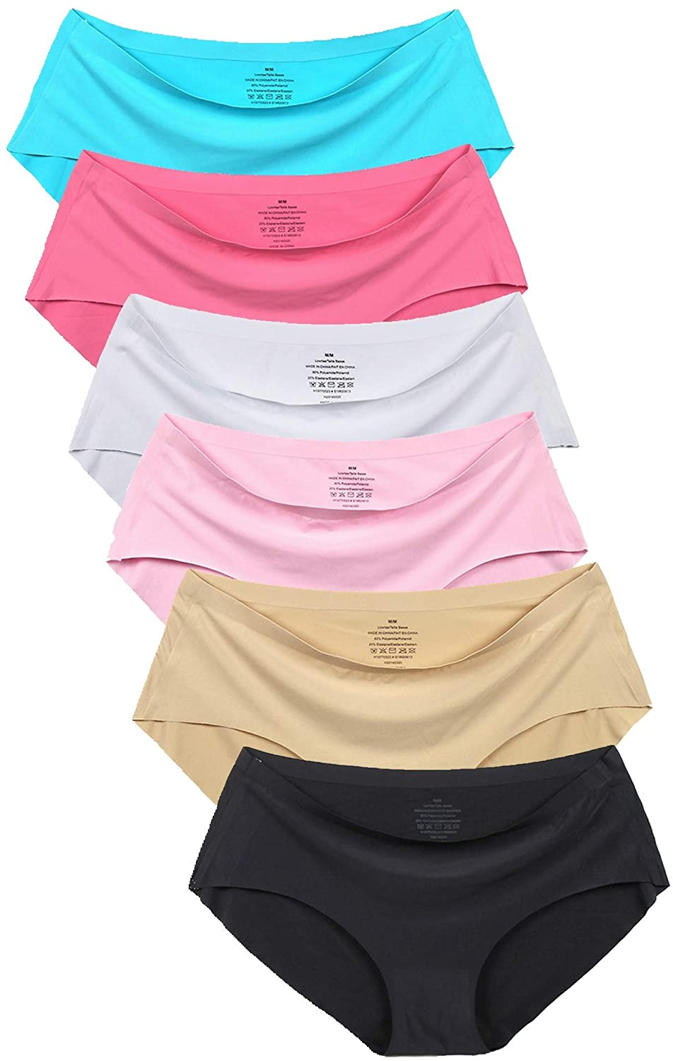 Women'S No Show Hiphugger Panties Pack of 6 Apparel & Accessories > Clothing > Underwear & Socks > Underwear Alruy Pack of 6 Small