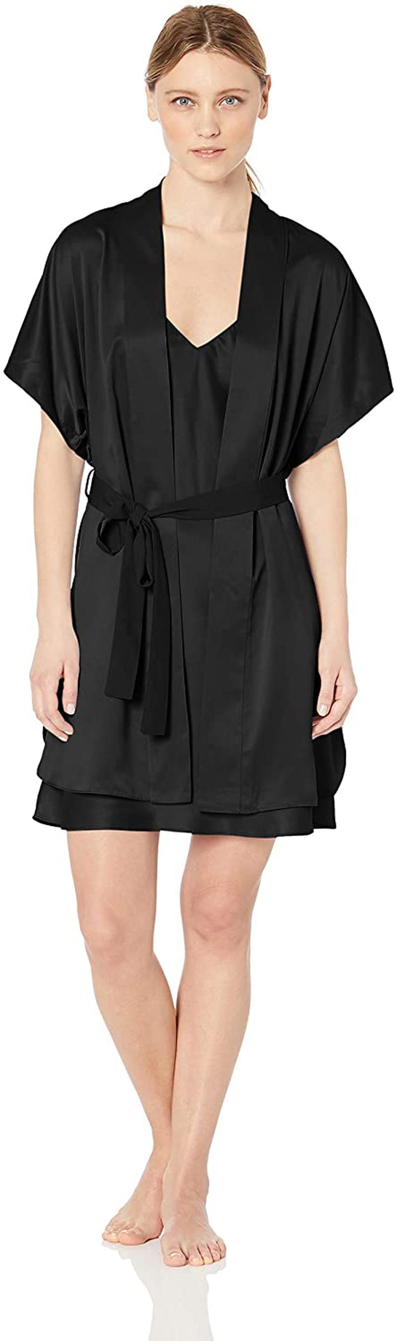 Natori Womens Satin Wrap Apparel & Accessories > Clothing > Sleepwear & Loungewear > Robes Natori Black Solid X-Small