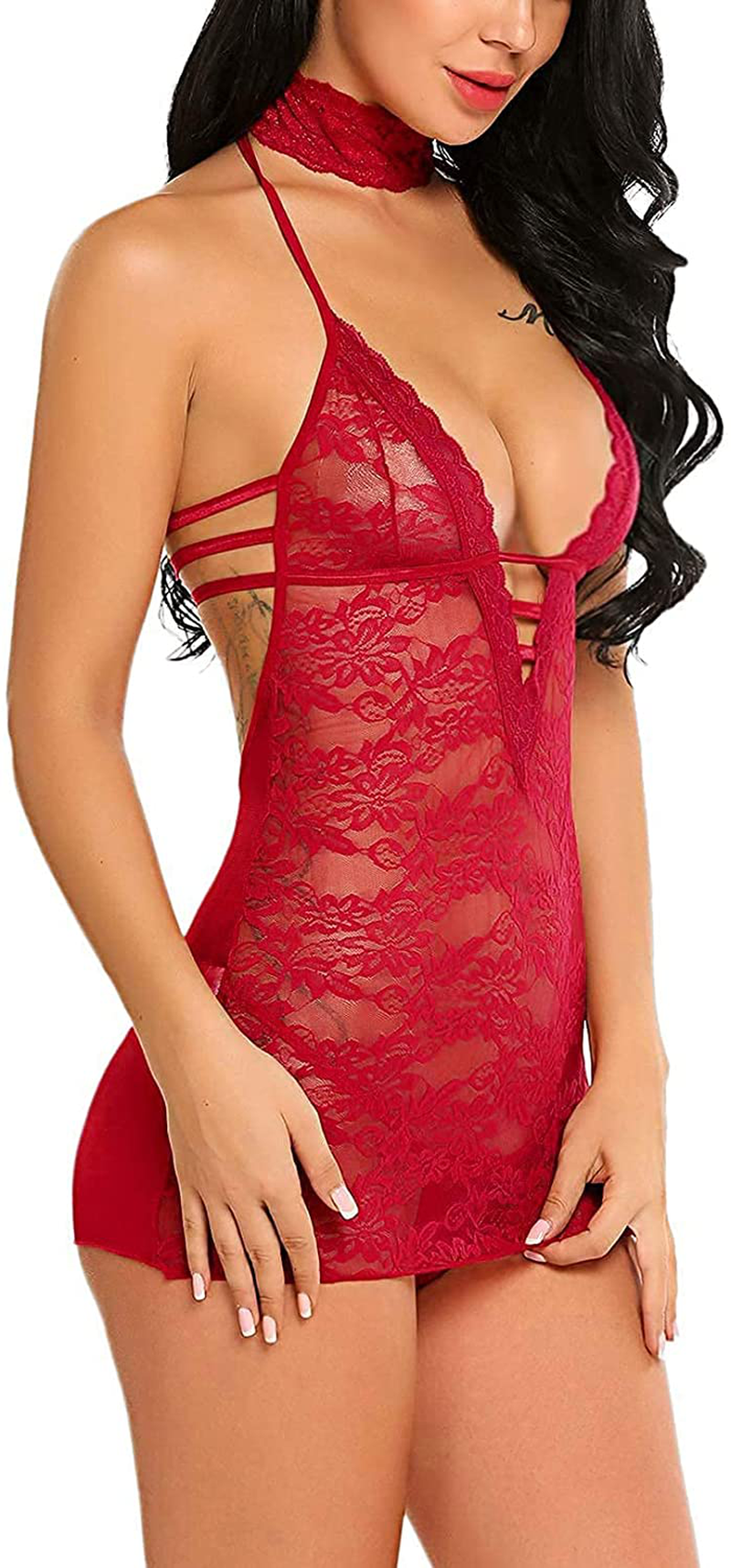 Avidlove Women Babydoll Lingerie Lace Chemise Halter Nightwear Teddy Dress Apparel & Accessories > Clothing > Underwear & Socks > Lingerie Kylie Max