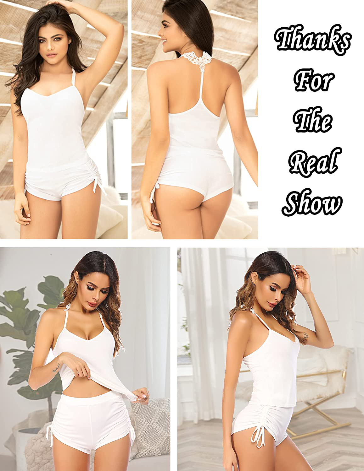 Avidlove Pajamas Set Womens Sleepwear Sexy Lingerie Nightwear Cami PJS Set with Shorts Apparel & Accessories > Clothing > Sleepwear & Loungewear Kylie Max