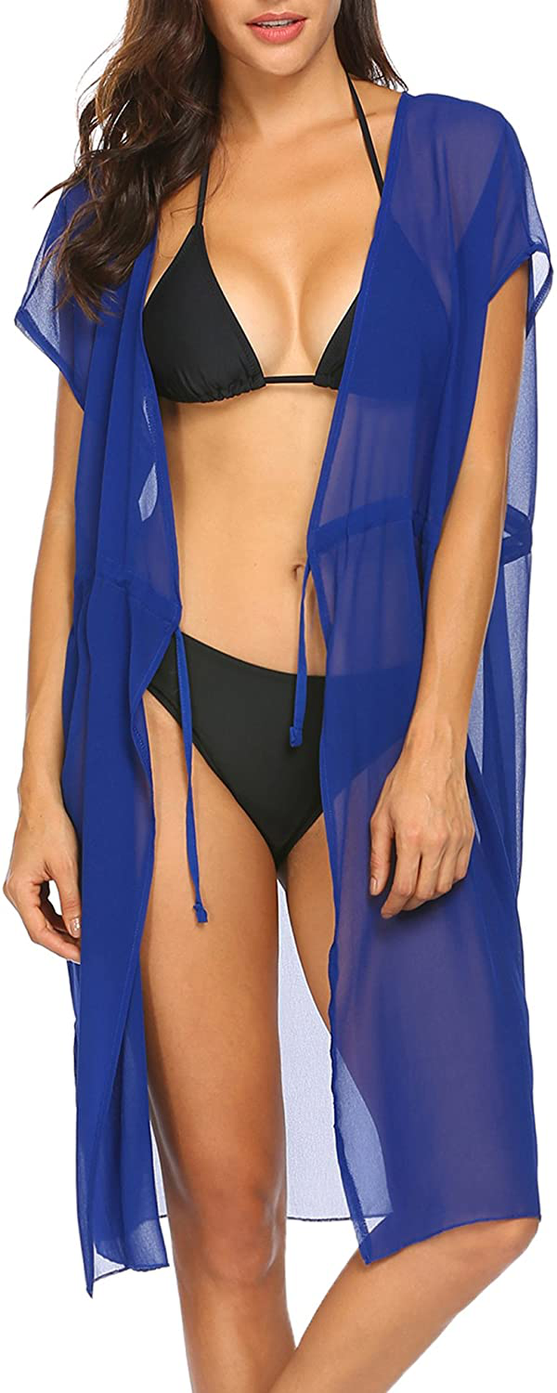Ekouaer Women'S Summer Bikini Cover up Sexy Sheer Swimsuits Coverup Mesh Chiffon Beach Dress Swimwear Apparel & Accessories > Clothing > Swimwear Kylie Max