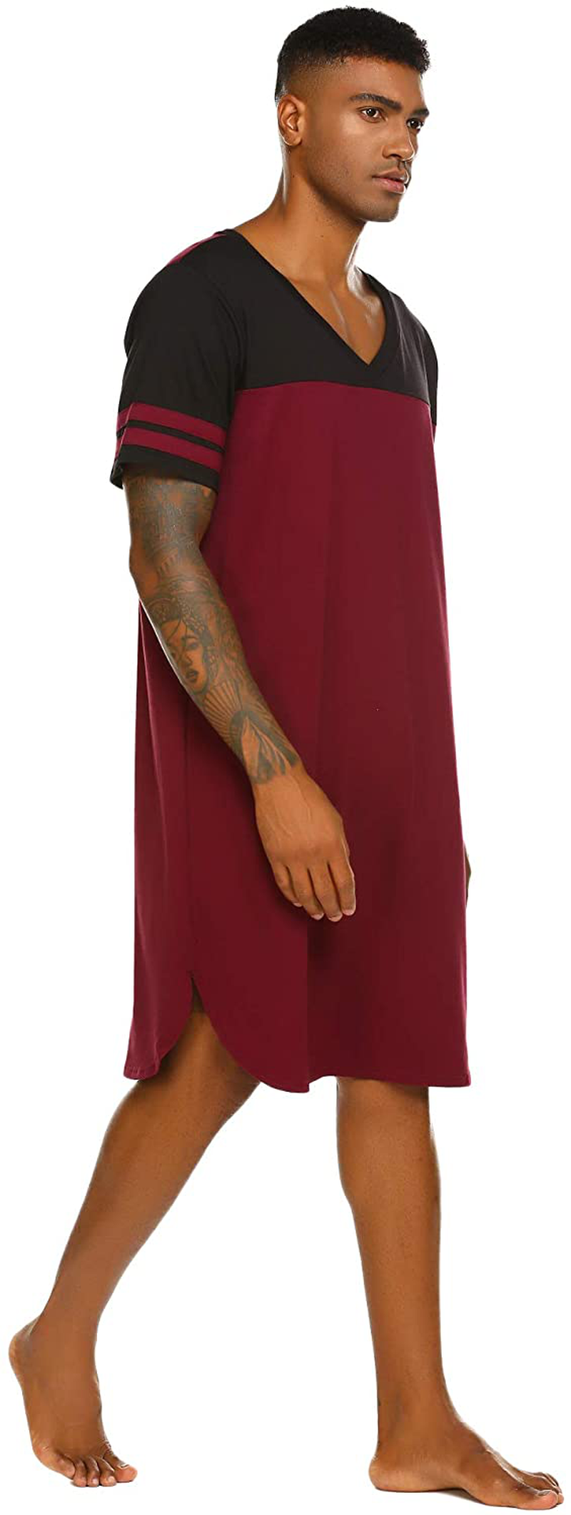Ekouaer Nightgowns Mens V Neck Long Sleeve Sleepwear Big&Tall Pajama Sleeping Wear Loungewear Nightshirts M-XXXL Apparel & Accessories > Clothing > Sleepwear & Loungewear > Nightgowns Kylie Max