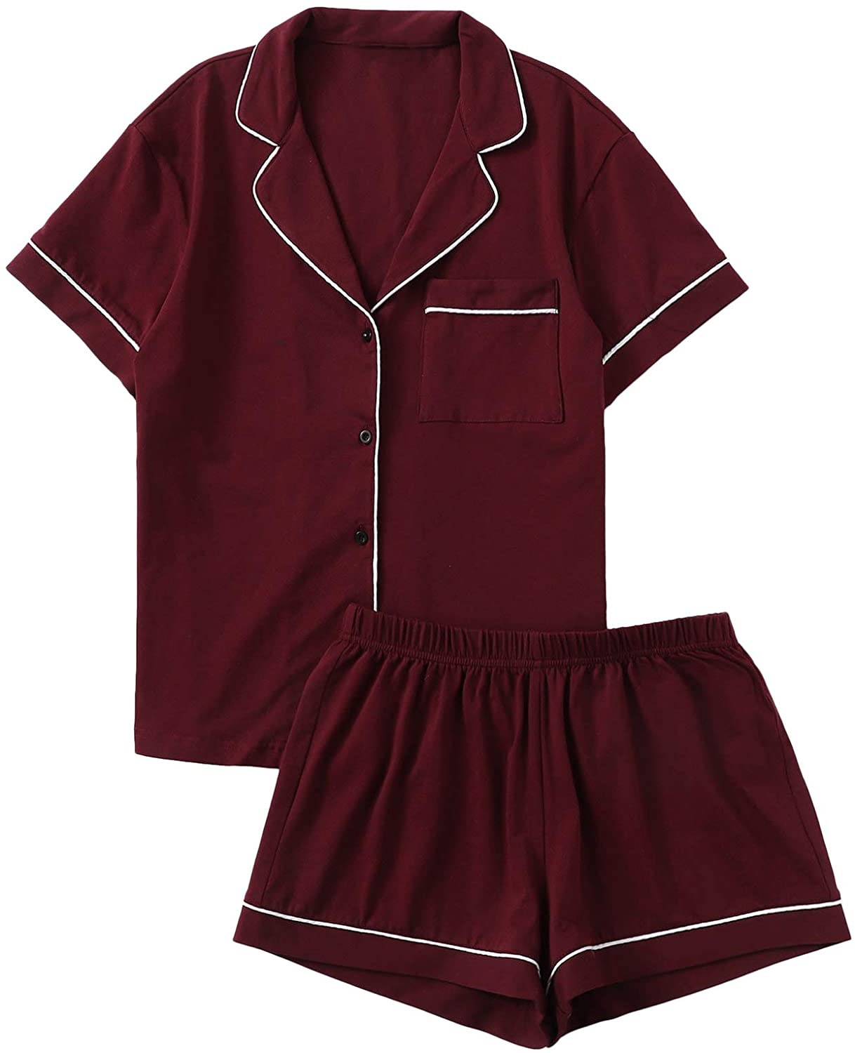 Floerns Women's Notch Collar Short Sleeve Sleepwear Two Piece Pajama Set Apparel & Accessories > Clothing > Sleepwear & Loungewear > Pajamas Floerns
