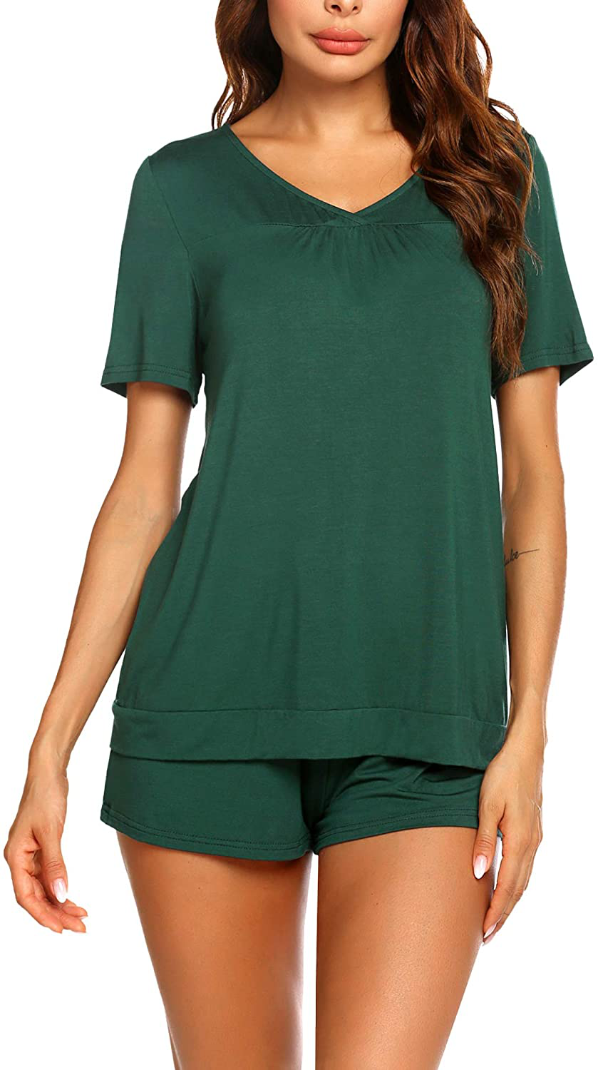 Avidlove Women's Shorts Pajama Set Short Sleeve Sleepwear Nightwear Pjs S-XXL Apparel & Accessories > Clothing > Sleepwear & Loungewear > Pajamas Avidlove Dark Green Large