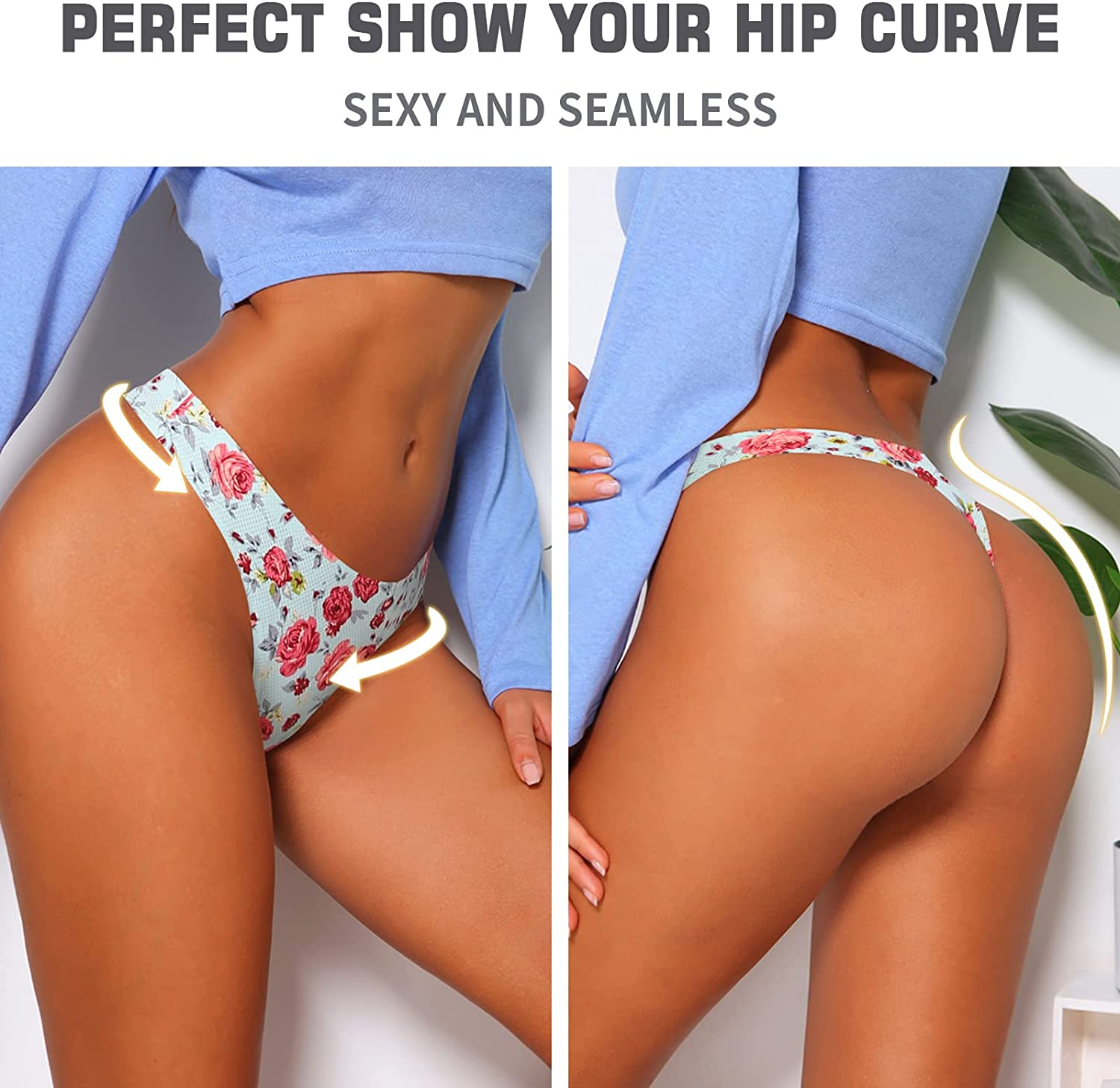 Thong Underwear for Women,No Show Breathable Cotton Womens Thongs Underwear Seamless Thongs for Women Apparel & Accessories > Clothing > Underwear & Socks > Underwear QOVOQ