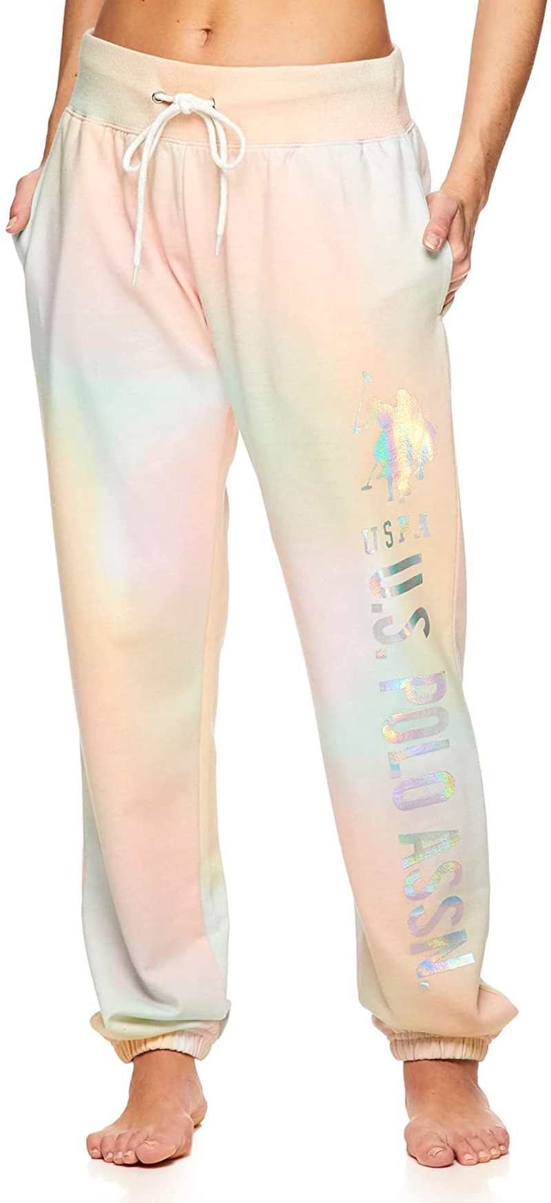 U.S. Polo Assn. Essentials Womens Sweatpants with Pockets - French Terry Jogger Sweats Apparel & Accessories > Clothing > Underwear & Socks > Underwear U.S. Polo Assn. Rainbow Medium