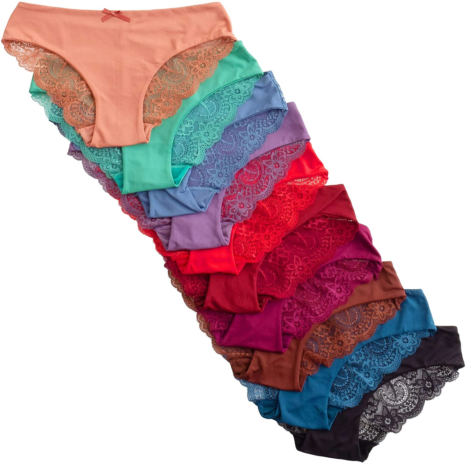 Pretty Sweet Basics Women’S Laser Cut Bikini Cheeky Hipster Panties, Pack of 10 Apparel & Accessories > Clothing > Underwear & Socks > Underwear Pretty Sweet Basics Pretty Sweet Intimates Lace Back Large