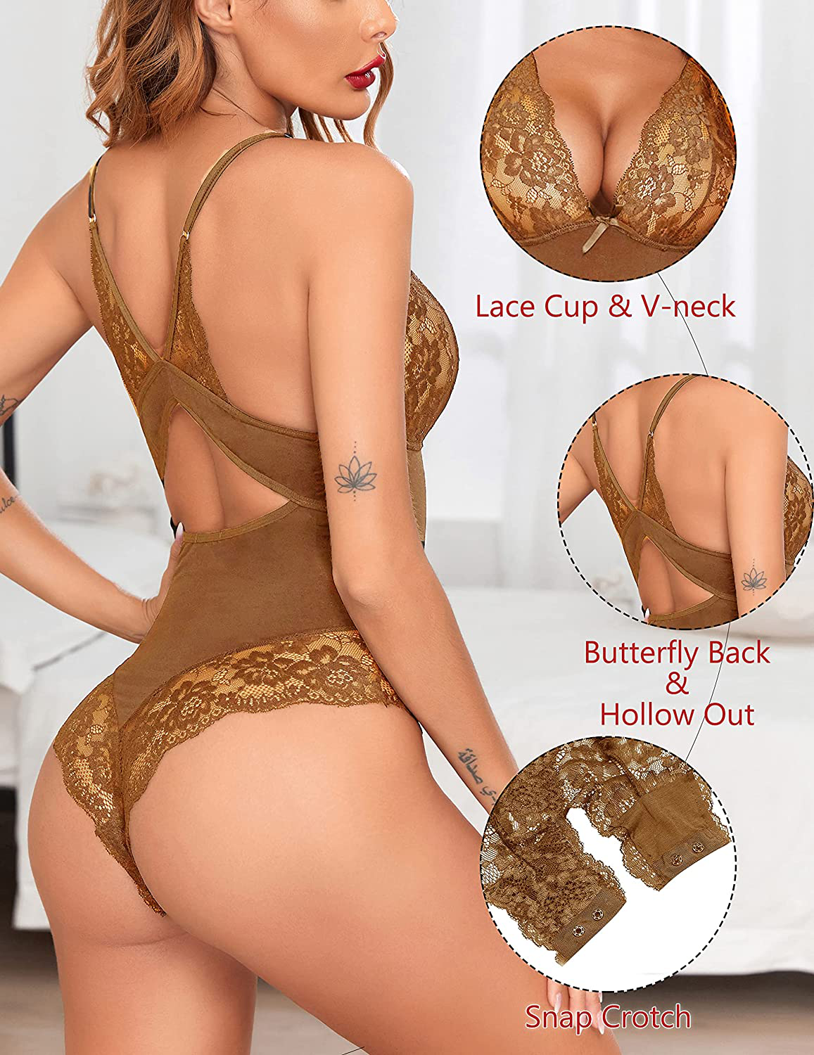 Avidlove Women Lingerie Bodysuit Snap Crotch Teddy One Piece Babydoll Apparel & Accessories > Clothing > Underwear & Socks > Lingerie Avidlove