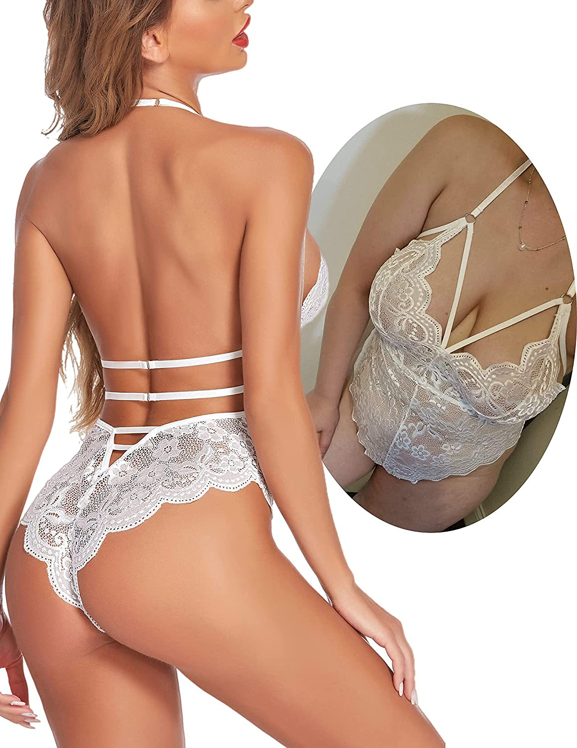 Avidlove Teddy Lingerie for Women Snap Crotch Lace Bodysuit Strappy One Piece Babydoll Apparel & Accessories > Clothing > Underwear & Socks > Lingerie Avidlove