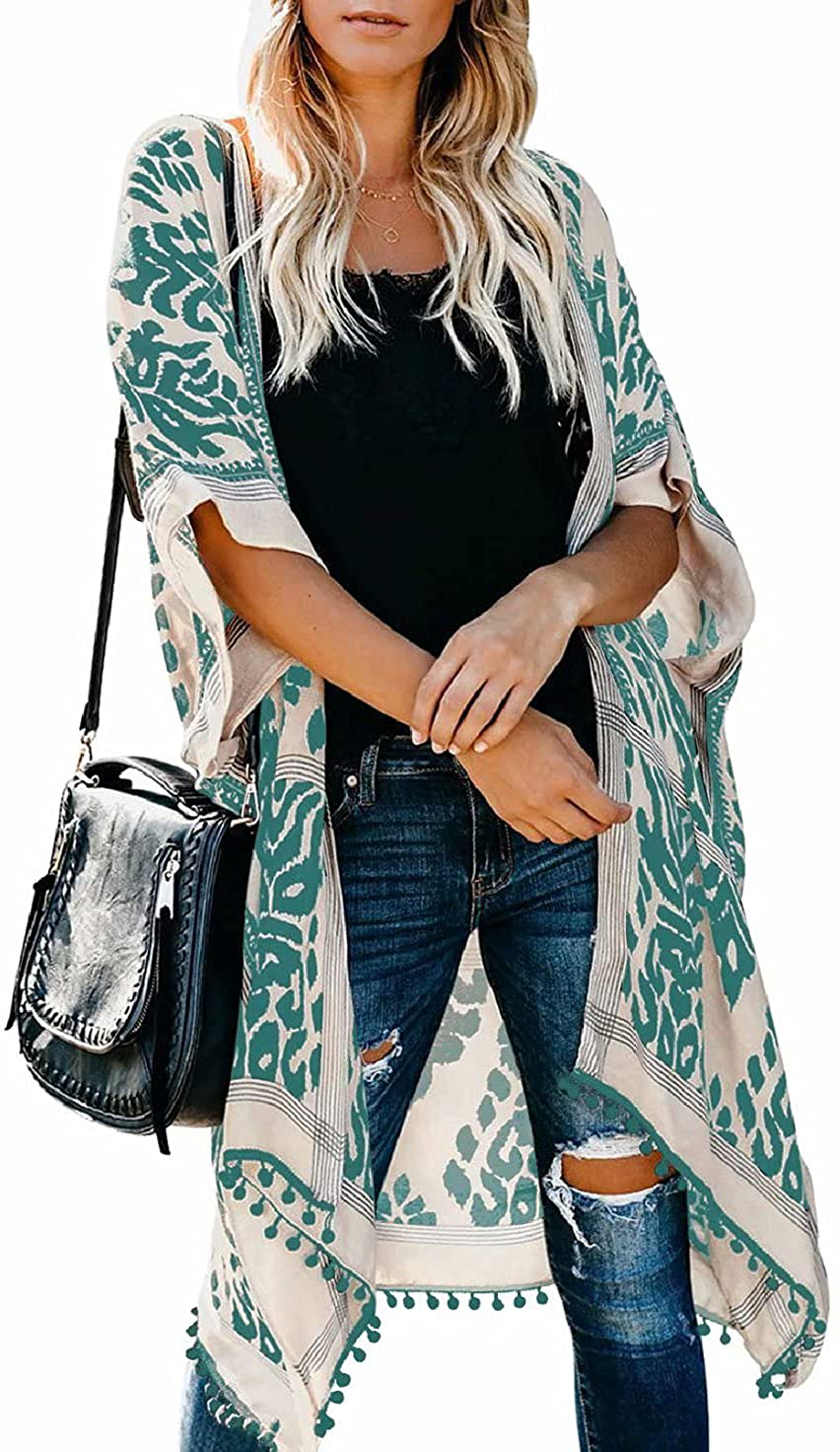 Dokotoo Womens 2022 Fashion Summer Print Kimono Casual Cardigans Loose Cover Ups Apparel & Accessories > Clothing > Swimwear Kylie Max