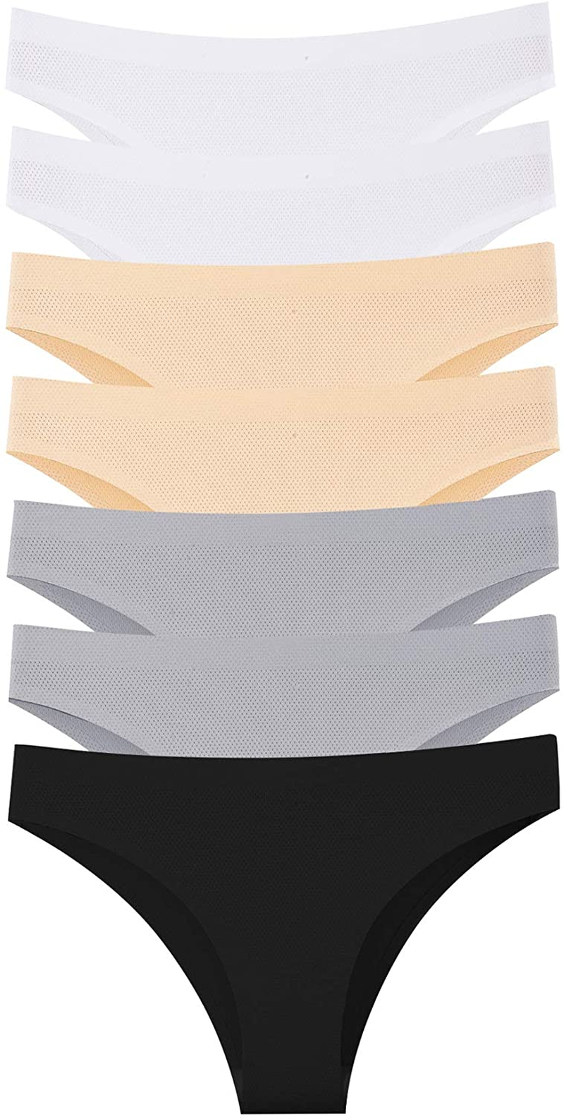 Dlala 7 Pack Women Seamless Underwear No Show Breathable Soft Stretch Bikini Panties Apparel & Accessories > Clothing > Underwear & Socks > Underwear Dlala Color C :solid Color Design Large