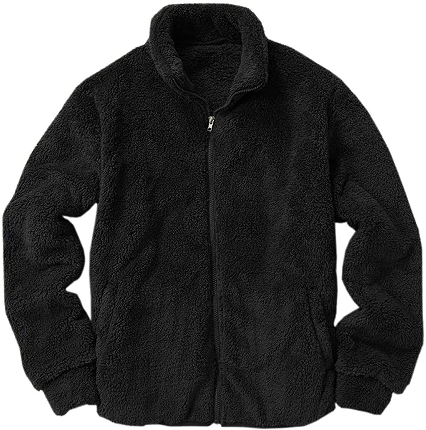 Merthy Mens Fuzzy Sherpa Fleece Jacket Casual Long Sleeve Stand Collar Furry Faux Woolen Cardigan Coat Zipper Teddy Coats Apparel & Accessories > Clothing > Underwear & Socks > Shapewear Merthy
