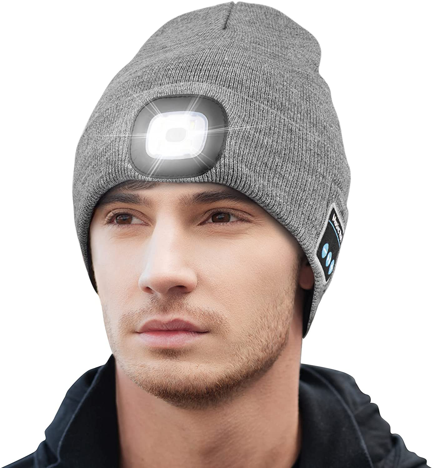 Keains Unisex Bluetooth Beanie Hat with Light, Upgraded Musical Knitted Cap with Headphone and Built-in Stereo Speakers & Mic, LED Hat for Running Hiking,Christmas Gifts for Men Women Dad Arts & Entertainment > Party & Celebration > Gift Giving Keains Grey