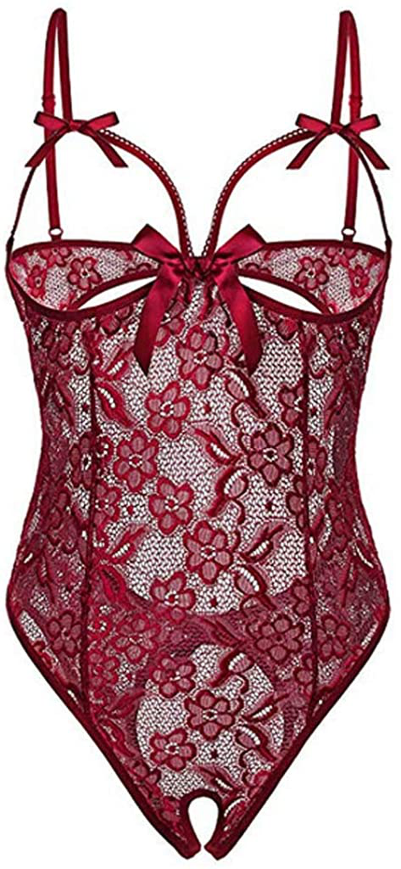 MOOKO Lingerie for Women Plus Size Lace Lingerie Sets Chemise Sleepwear Sexy Babydoll Mini Teddy Bodysuit Nightgown Apparel & Accessories > Clothing > Underwear & Socks > Lingerie MOOKO G-wine Medium