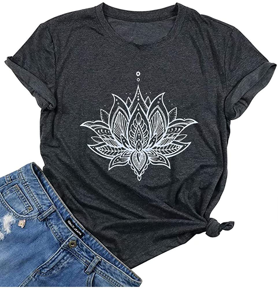 QIANRUO Lotus Flower Tank Top Women Meditation Yoga Shirts Casual Workout Muscle Tank Top Summer Sleeveless Graphic Tees Vest Apparel & Accessories > Clothing > Activewear Kylie Max