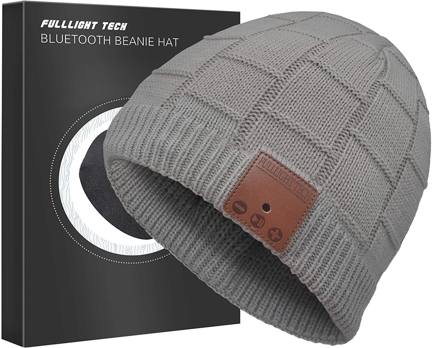 Upgraded Bluetooth Beanie Hat with Headphones Unique Tech Gifts Arts & Entertainment > Party & Celebration > Gift Giving FULLLIGHT TECH Light Gray Medium