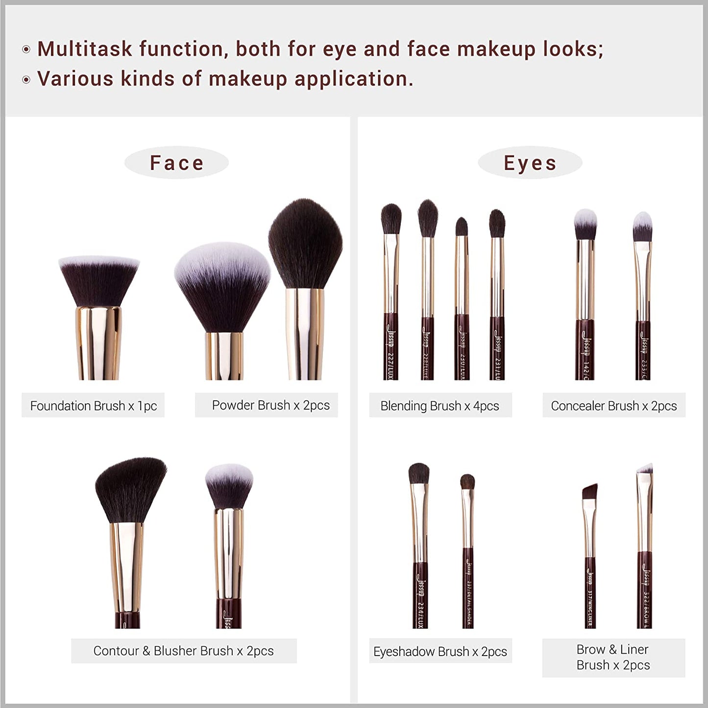 Jessup 15Pcs Makeup Brushes Make up Tool Kit Beauty Professional Eyeshadow Power Lipstick Blending Cheeck Cosmetic Brushes Set Zinfandel T283 Health & Beauty > Personal Care > Cosmetics > Cosmetic Tools > Makeup Tools Jessup