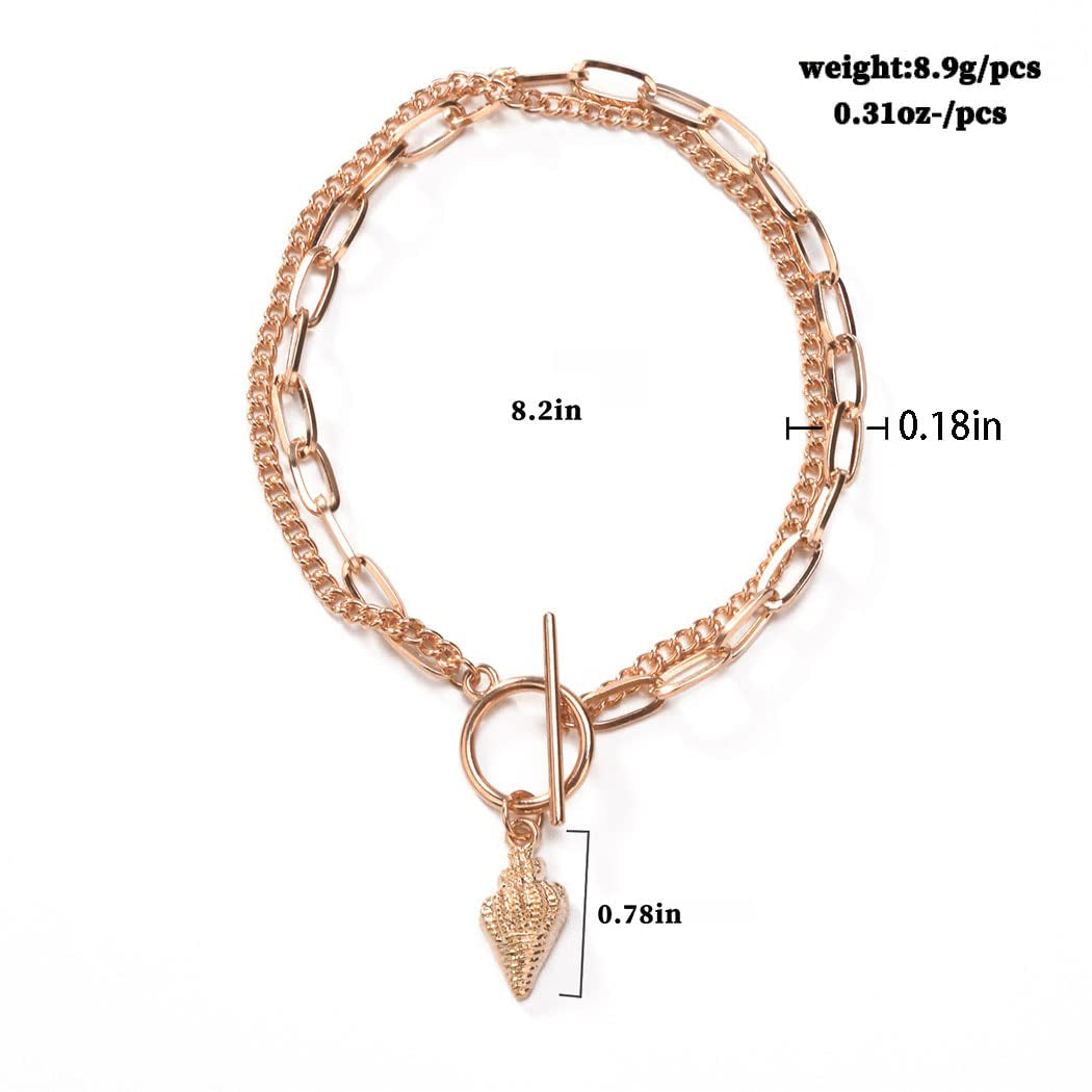 Generic Paper Clip Shell Anklet Bracelet Gold Pendant Ankle Chain Fashion Foot Jewelry for Women and Teen Girl Apparel & Accessories > Jewelry > Anklets Generic
