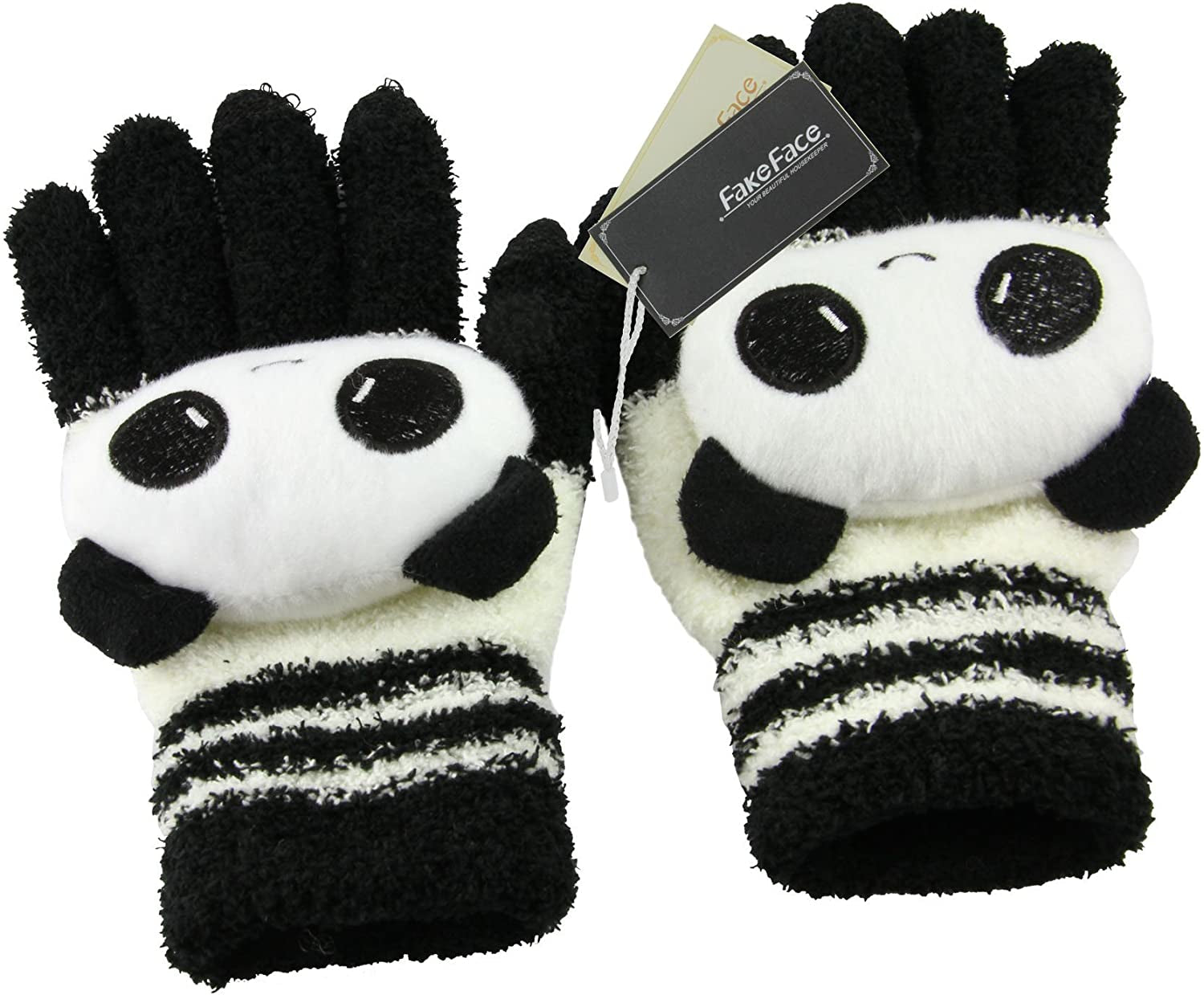 Cute Panda Winter Wool Touchscreen Gloves for Women Girls Windproof Warm Knit Texting Gloves Mittens Gift for Christmas Day Apparel & Accessories > Clothing Accessories > Gloves & Mittens FakeFace