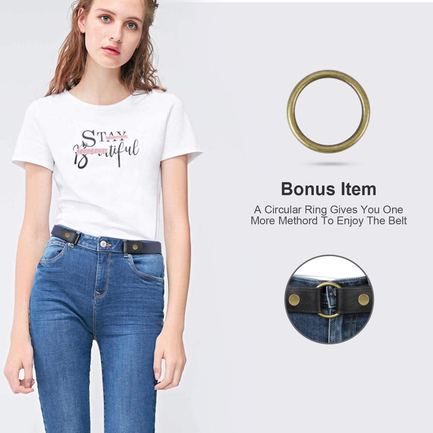 No Buckle Stretch Women Belt for Jeans Pants, Elastic Buckle Free Invisible Belts for Men up to 48 Inches by WHIPPY (Blue, Fit Pants Size 32-48 Inches) Apparel & Accessories > Clothing Accessories > Belts WHIPPY