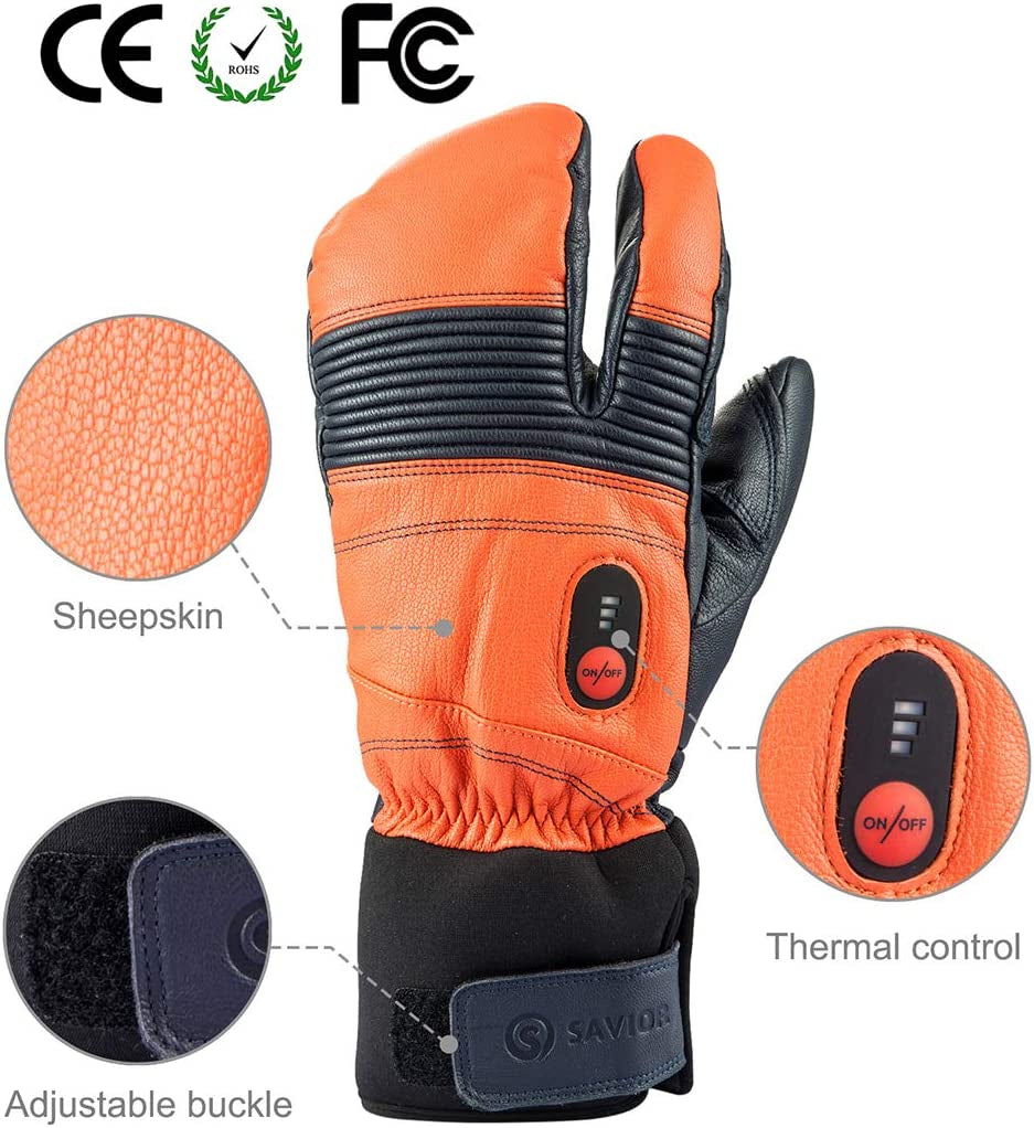 SAVIOR HEAT Heated Ski Mittens Gloves Electric Rechargeable Battery Mitts for Men Women Kids Winter Snowboard Motorcycle Skating Camping Hunting Apparel & Accessories > Clothing Accessories > Gloves & Mittens Eigday power