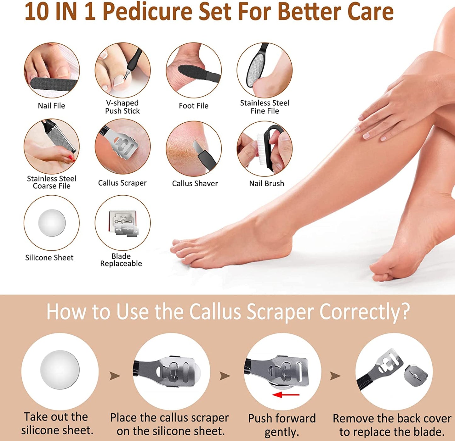 Electric Foot Callus Remover Kit, Banral 10 In1 Rechargeable Pedicure Tools Foot Care Feet File with 3 Roller Heads,2 Speed,Battery Display for Remove Cracked Heels Calluses and Dead Skin Health & Beauty > Personal Care > Foot Care Banral