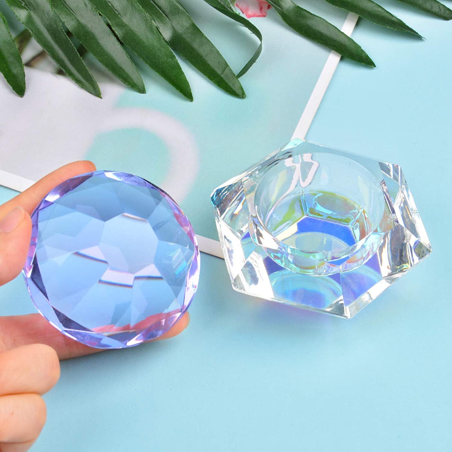 Kalolary 1 Pc Colorful Nail Art Dappen Dish for Acrylic Liquid Powder, Nail Crystal Bowl Glass Nail Cup Nail Glassware with Purple Gemstone Lid for Nail Art Manicure Care Tools(Purple) Health & Beauty > Personal Care > Cosmetics > Cosmetic Tools > Nail Tools Kalolary