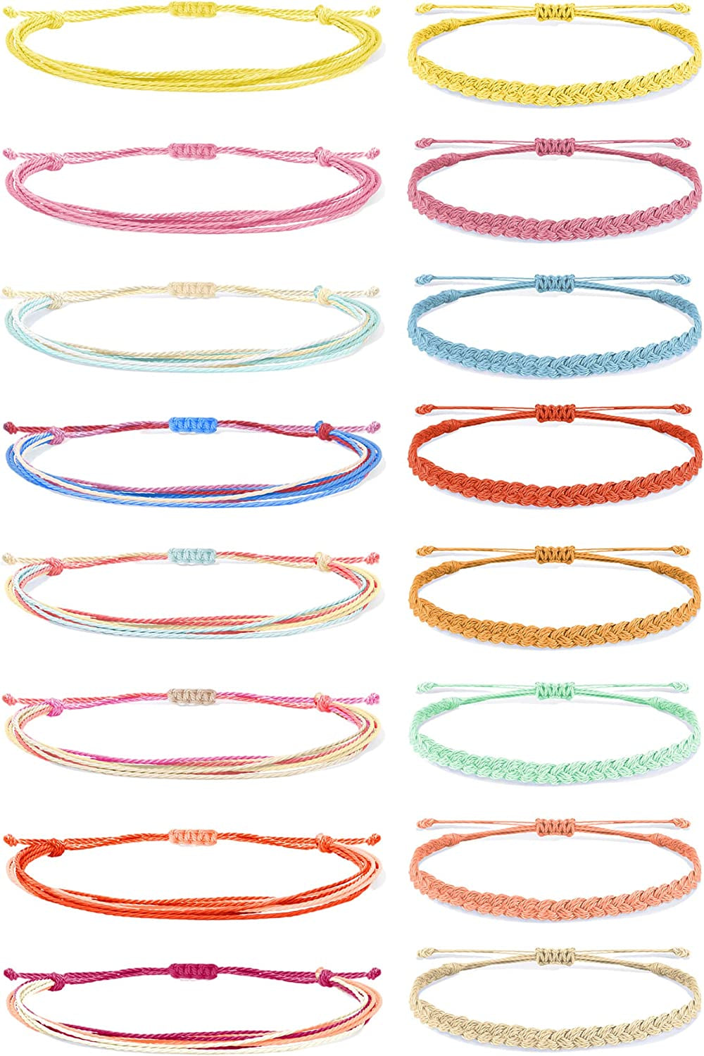 Boho String Bracelets for Women Waterproof Wave Surfer Bracelets for Summer Adjustable Rope Braided Bracelets Gifts for Teen Girls Cute Friendship Bracelets Pack Gifts for Holiday Apparel & Accessories > Jewelry > Bracelets Harry and Henry Set L-16Pcs