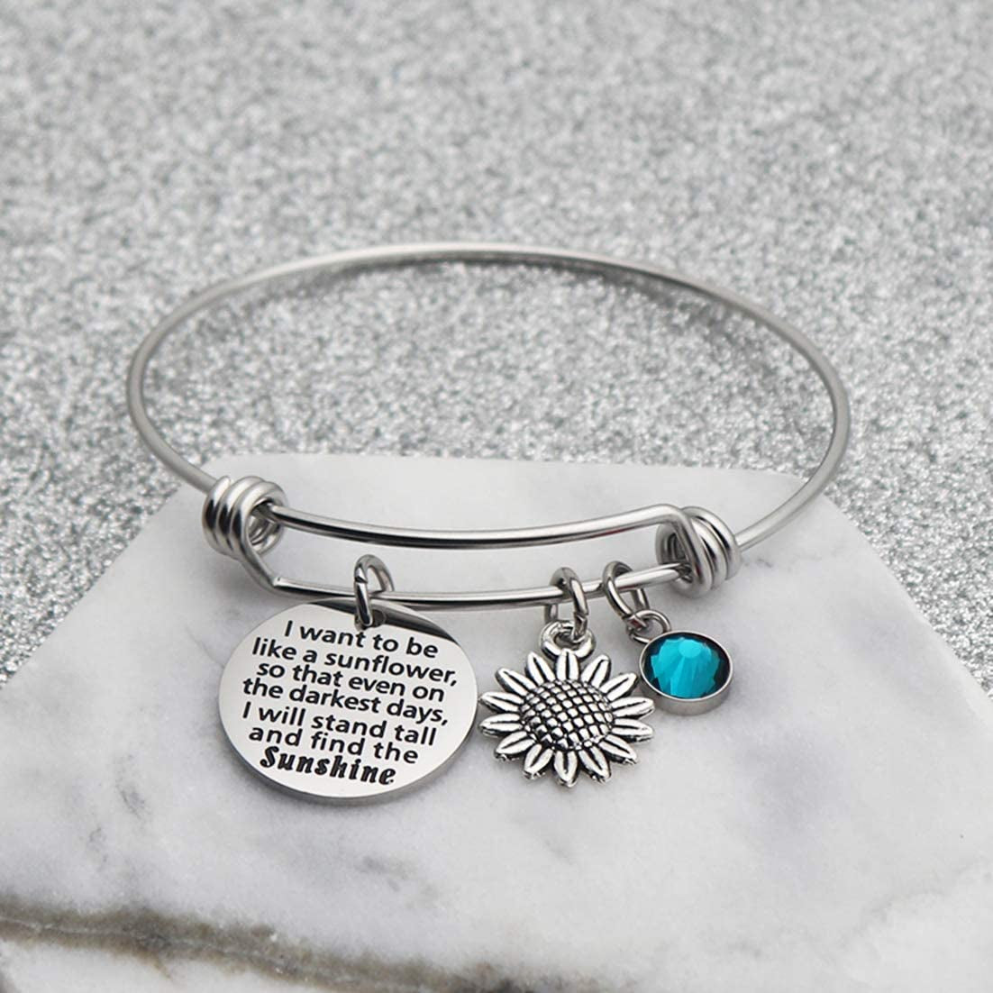 JINGMARUO Sunflower Bracelet I Want to Be like a Sunflower so That Even on the Darkest Days with Birthstone Charm Birthday Gift Flower Bracelet Apparel & Accessories > Jewelry > Bracelets JINGMARUO