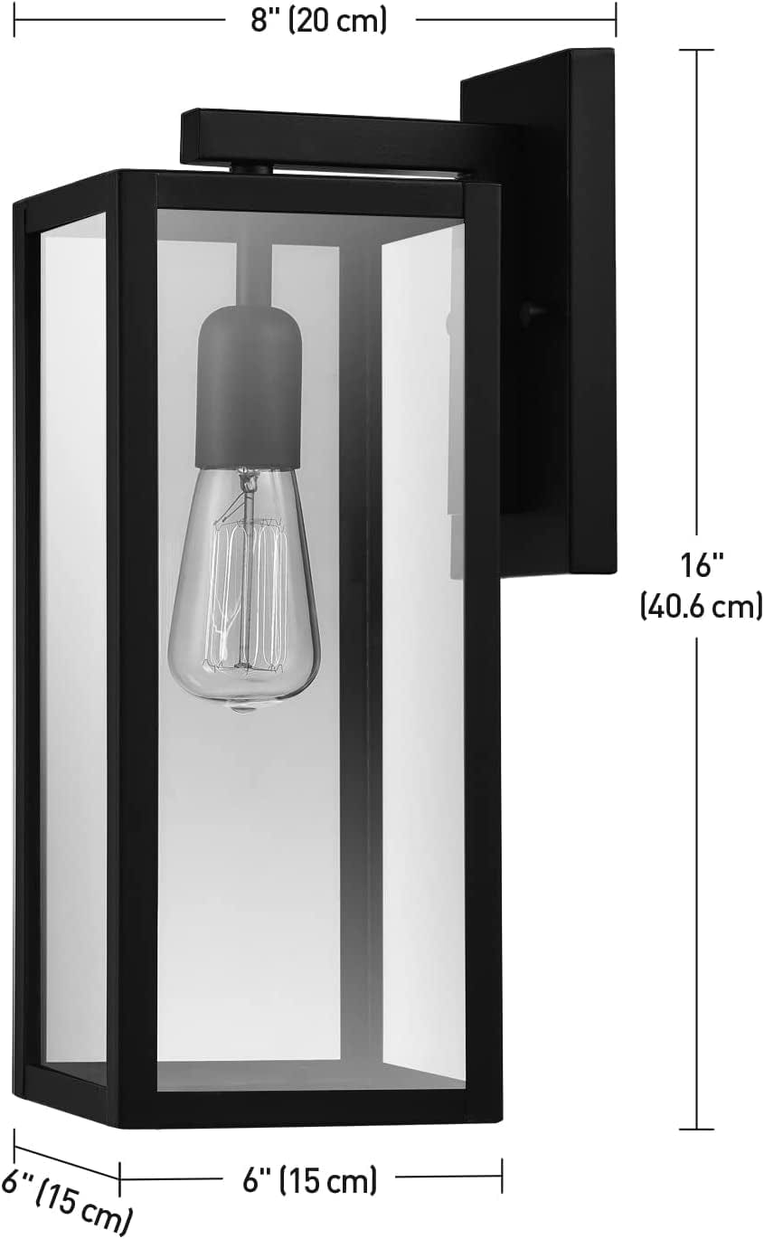 44176 1-Light Outdoor Indoor Wall Sconce, Matte Black, Glass Panes, Weather Resistant, Wall Lighting, Wall Lamp Dimmable, Kitchen Sconces Wall Lighting, Home Improvement, Porch Light