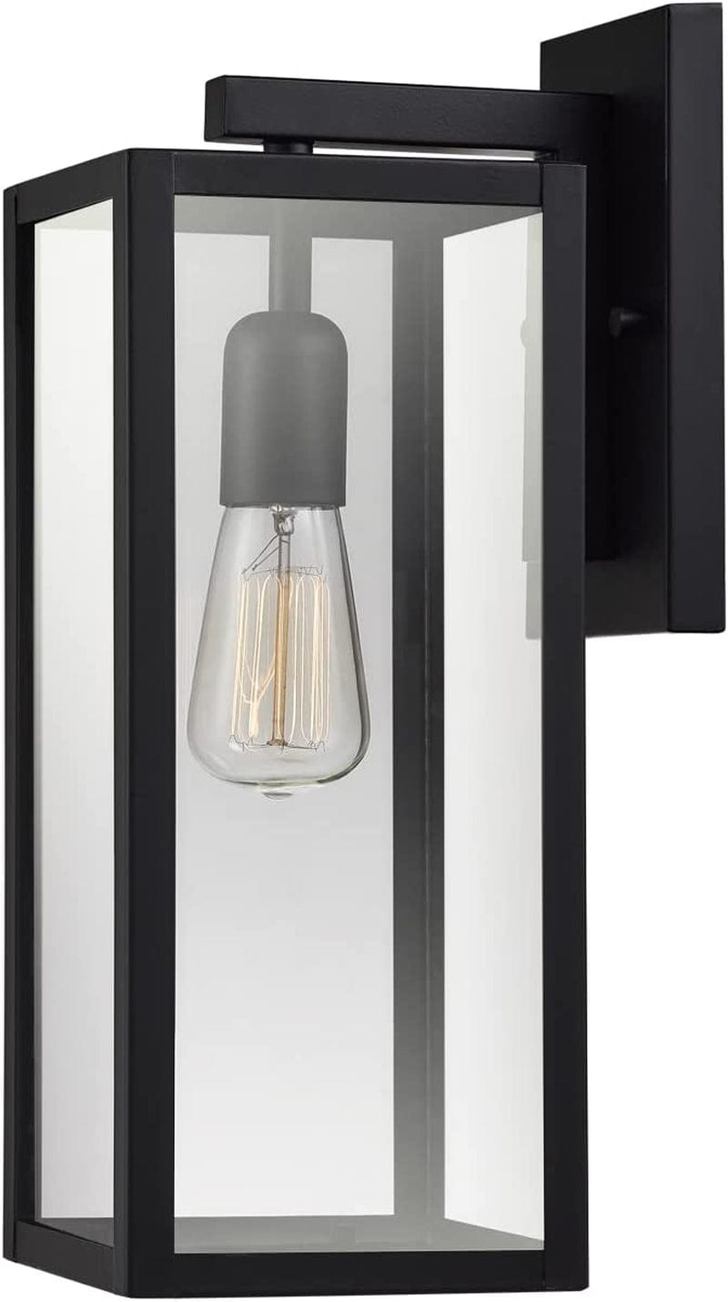 44176 1-Light Outdoor Indoor Wall Sconce, Matte Black, Glass Panes, Weather Resistant, Wall Lighting, Wall Lamp Dimmable, Kitchen Sconces Wall Lighting, Home Improvement, Porch Light Matte Black