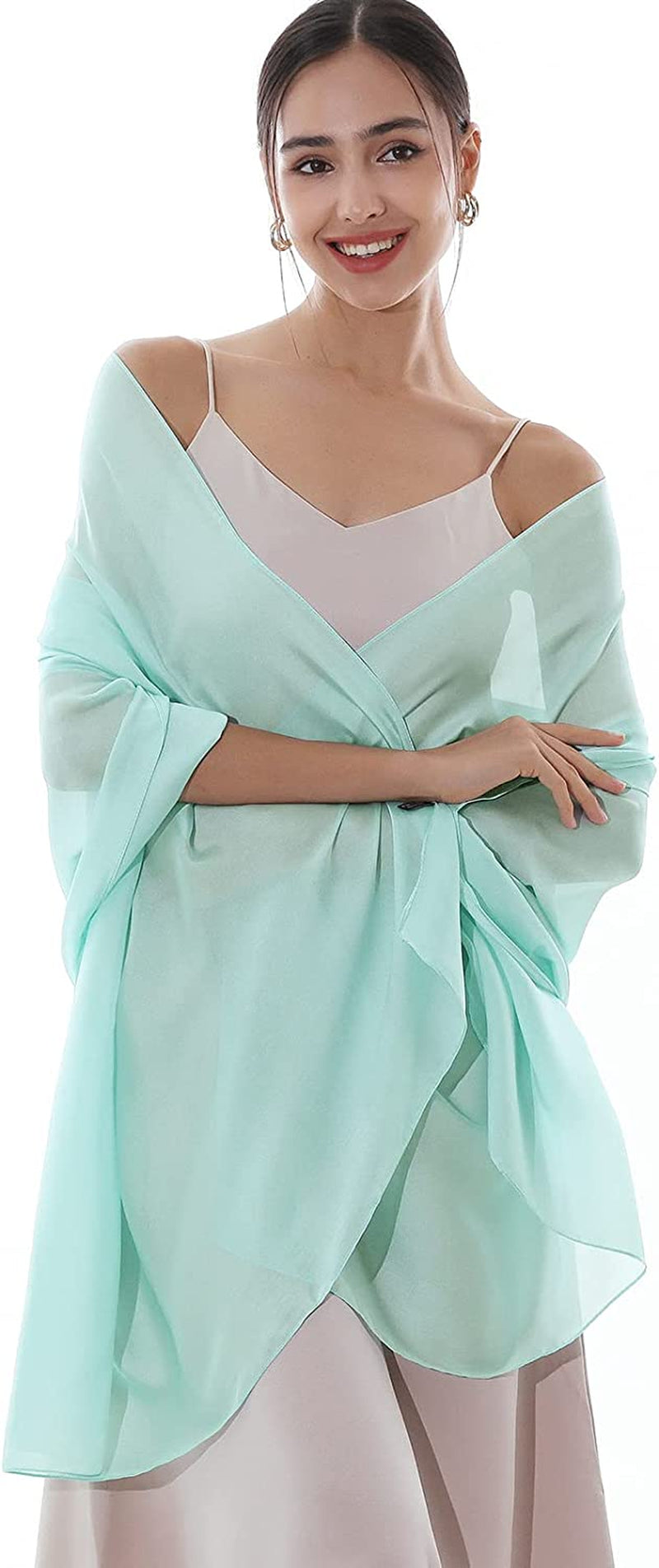 RIIQIICHY Pashmina Shawls Wraps for Women Evening Dresses like Chiffon Silk Scarf for Weddings Apparel & Accessories > Clothing Accessories > Scarves & Shawls RIIQIICHY Turquoise-20