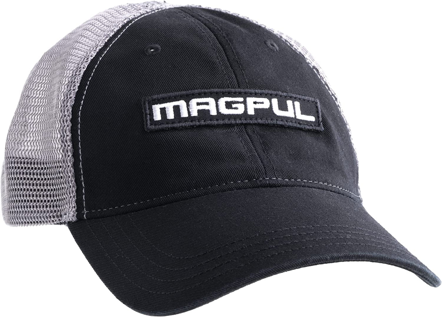 Magpul Trucker Hat Snap Back Baseball Cap, One Size Fits Most Apparel & Accessories > Clothing Accessories > Hats Magpul Wordmark Garment Washed Black/Charcoal One Size