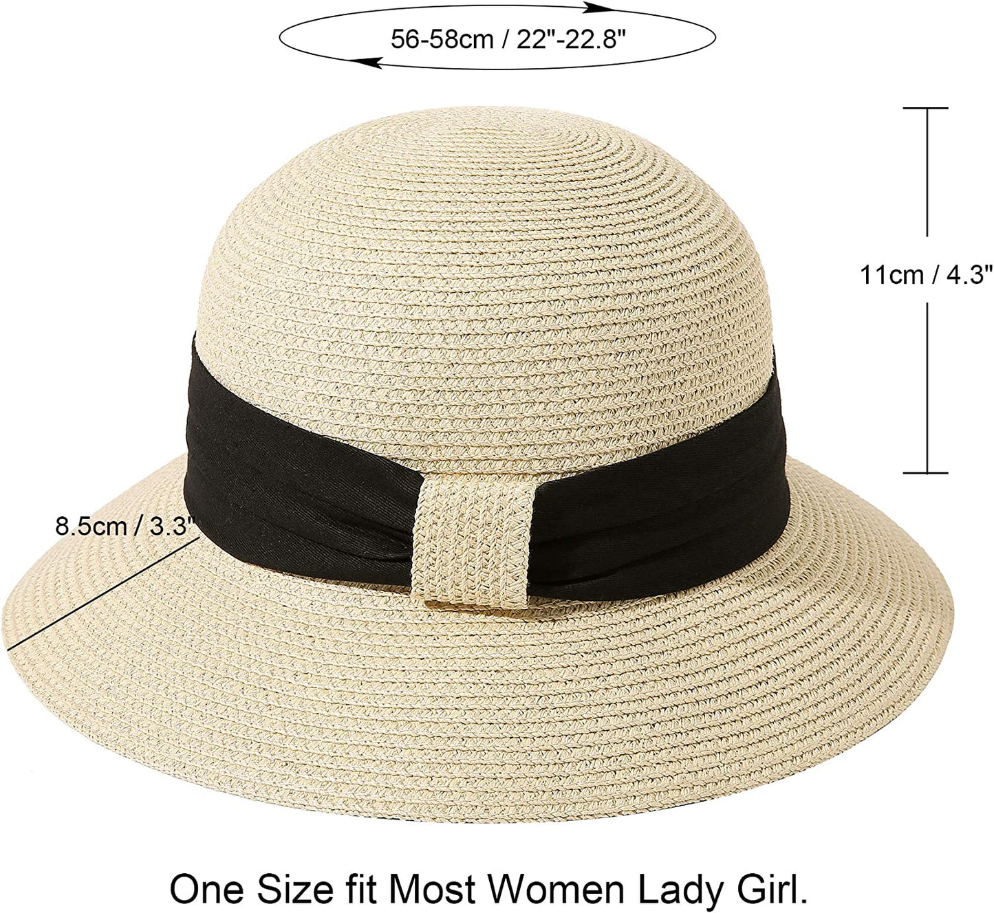 Lanzom Sun Hats for Women Wide Brim Straw Hat Summer Beach Hat Foldable Packable Cap for Travel Outdoor Apparel & Accessories > Clothing Accessories > Hats Lanzom