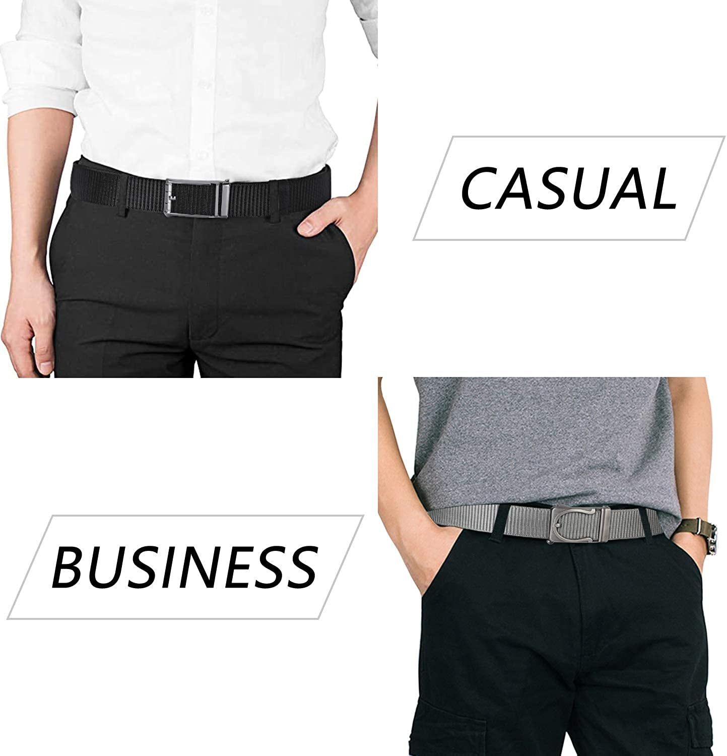 ITIEZY Men'S Nylon Ratchet Belt 2Pack, Adjustable Web Military Tactical Belt with Automatic Slide Buckle, Trim to Fit Apparel & Accessories > Clothing Accessories > Belts ITIEZY