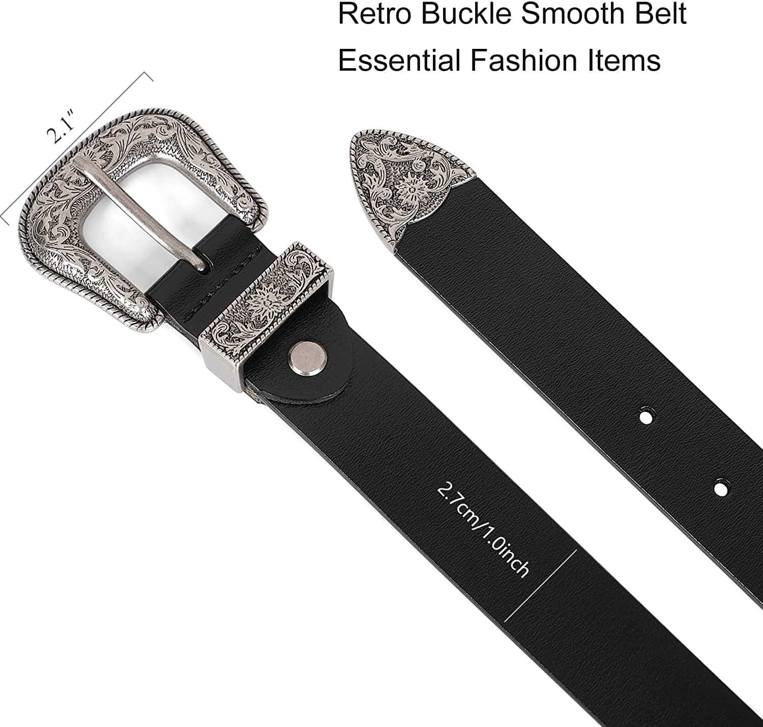 Women Leather Belts Ladies Vintage Western Design Black Waist Belt for Pants Jeans Dresses Apparel & Accessories > Clothing Accessories > Belts KYLIE MAX