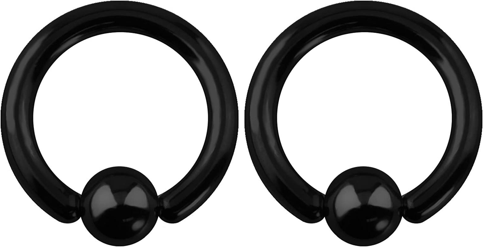 Forbidden Body Jewelry 316L Surgical Steel Captive Bead Piercing Hoop (Pair) 10G 12G 14G 16G 18G 20G, Diameter 6 to 12Mm Black and Rainbow Apparel & Accessories > Jewelry > Rings Forbidden Body Jewelry Black: 10g, 12mm